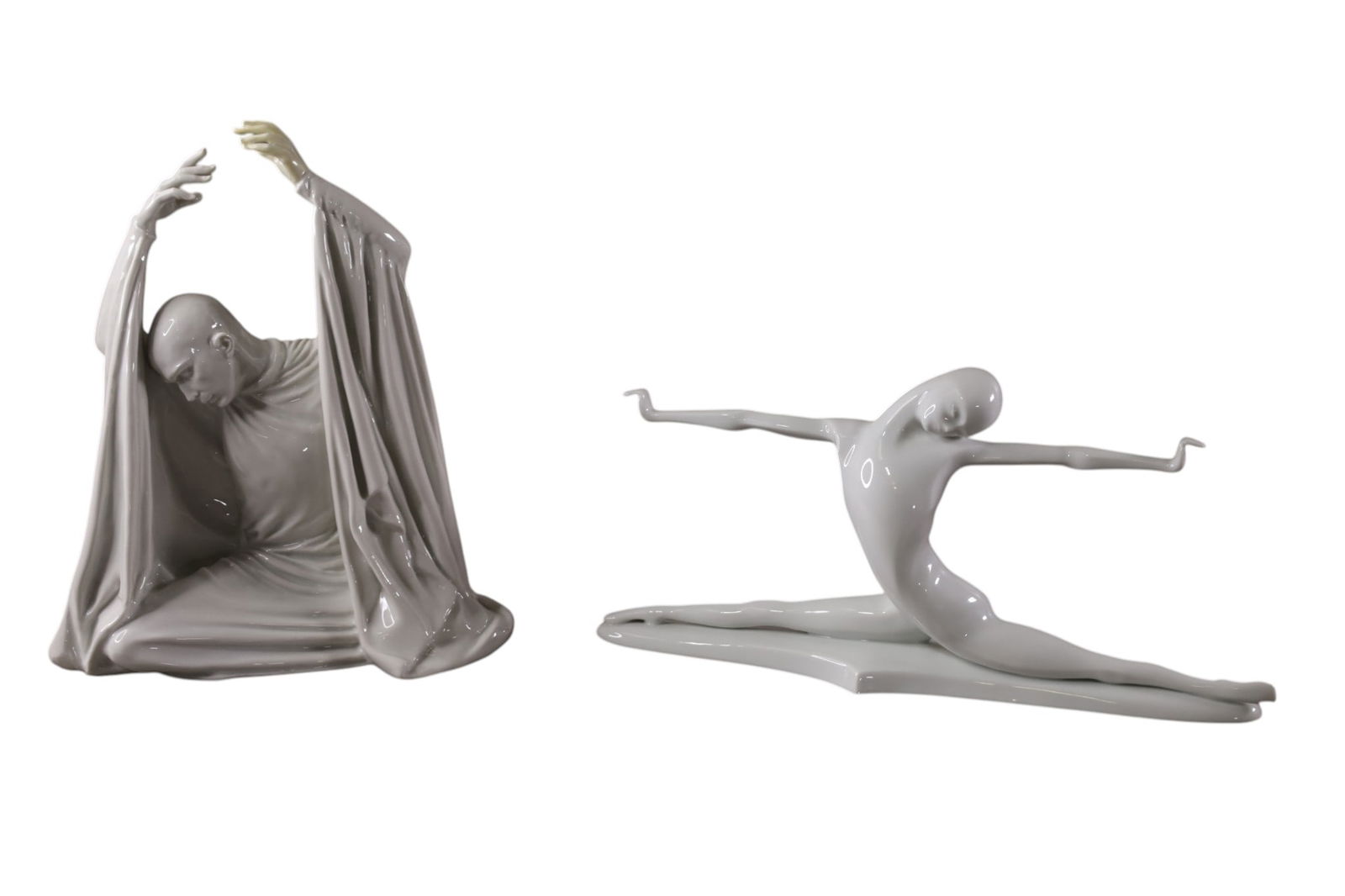 2 ROSENTHAL FIGURES: 2 ROSENTHAL STUDIO LINE PORCELAIN FIGURES, F. WINKLER. 10" - 14 1/2" W.