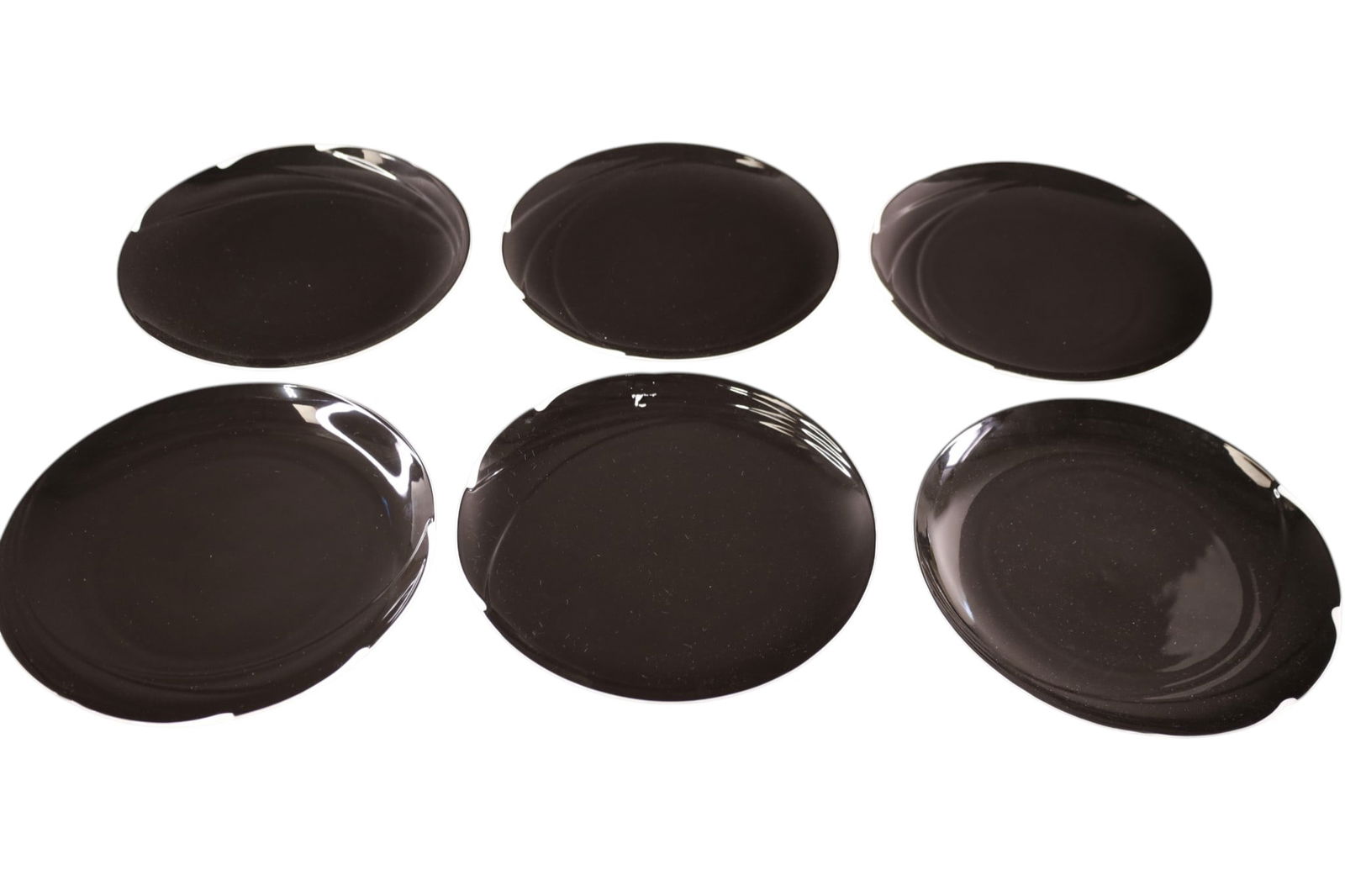 6 HUTSCHENREUTHER DINNER PLATES: MAXIMS DE PARIS DINNER PLATES, 12" DIAM.