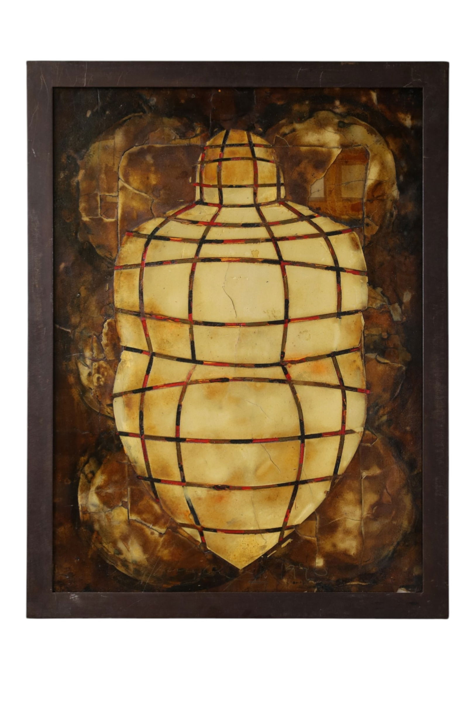 KRIS COX MIXED MEDIA ON PANEL: SIGNED AND DATED 1990, FROM THE "RETELLINGS SERIES E." 16" x 21"