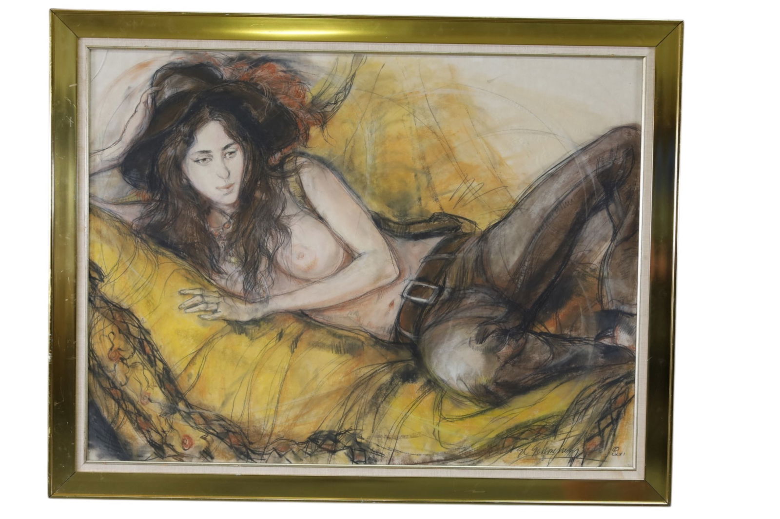 SHELDON SCHOENBERG NUDE PAINTING: TITLED DIANE, NUDE PORTRAIT. SIGNED & DATED 1971. 45 1/2" x 35" THIS ITEM EXCEEDS SIZE LIMITATIONS FOR IN HOUSE SHIPPING, MUST BE PICKED UP IN HOUSE OR SHIPPED VIA 3rd PARTY GROUND SHIPPER.