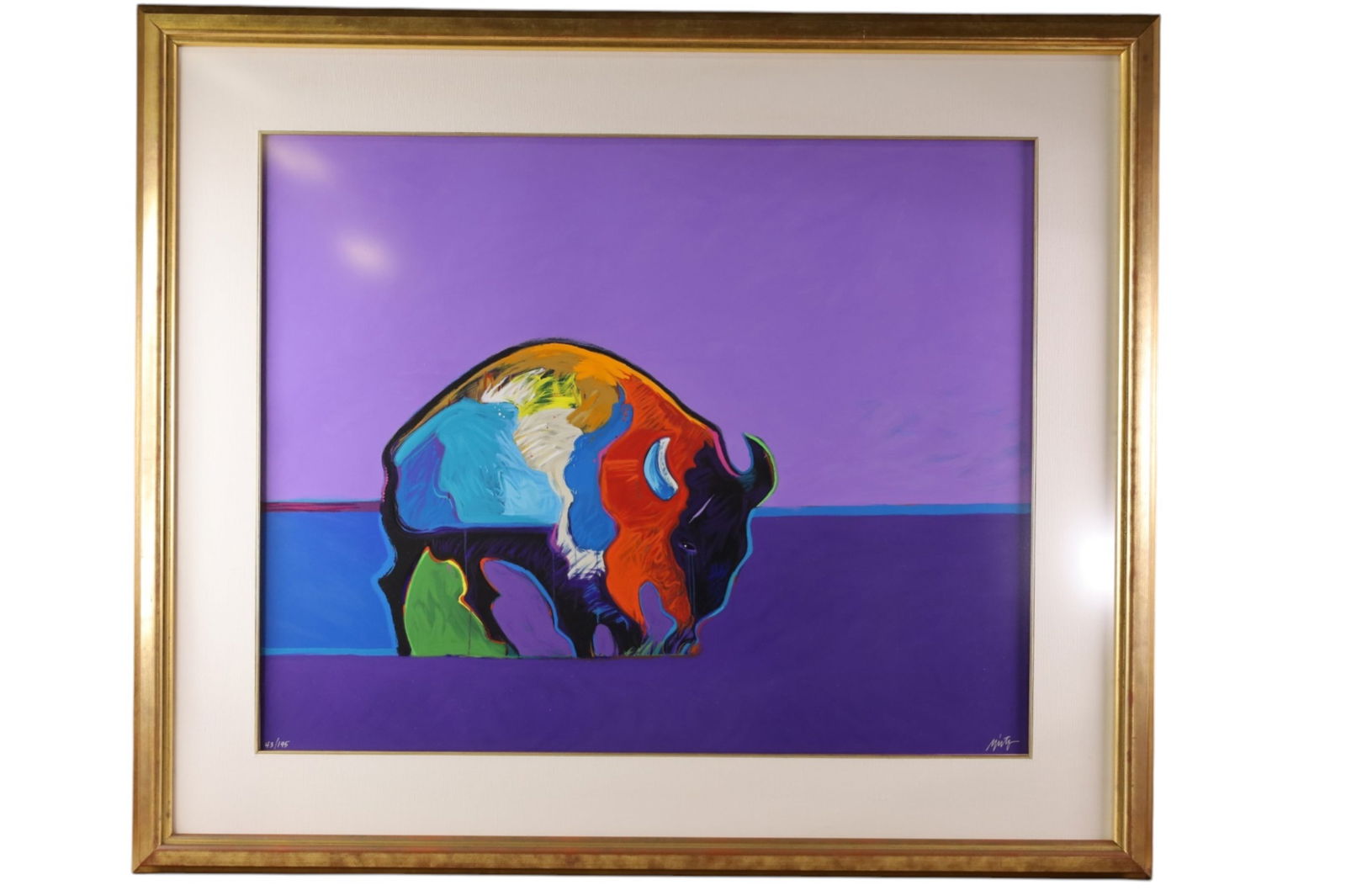 JOHN NIETO SERIGRAPH: SIGNED LOWER RIGHT, TITLED BUFFALO, No 43/ 195. 43" x 36 1/2" THIS ITEM EXCEEDS SIZE LIMITATIONS FOR IN HOUSE SHIPPING, MUST BE PICKED UP IN HOUSE OR SHIPPED VIA 3rd PARTY GROUND SHIPPER.