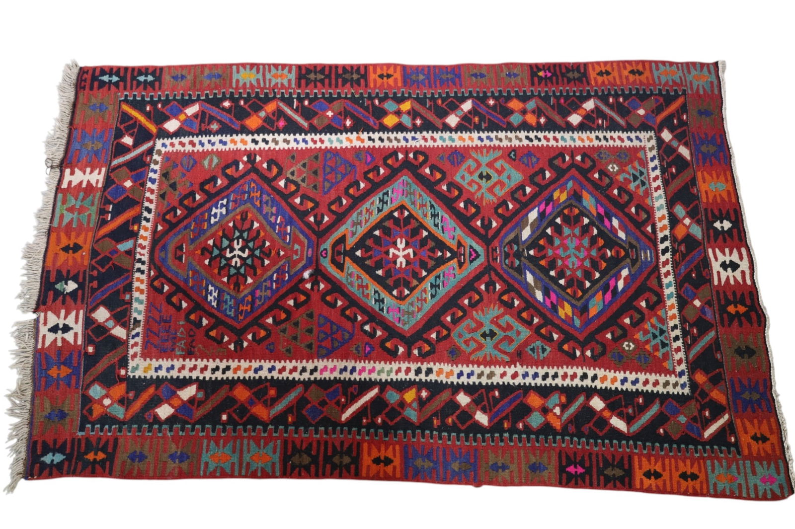 APPROX 6' 3" x 3' 8" HANDMADE WOOL RUG: HANDMADE WOOL RUG