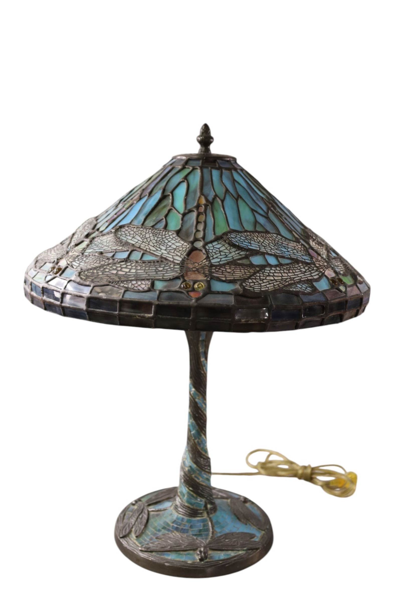 LEADED GLASS DRAGONFLY TABLE LAMP (1 of 3)