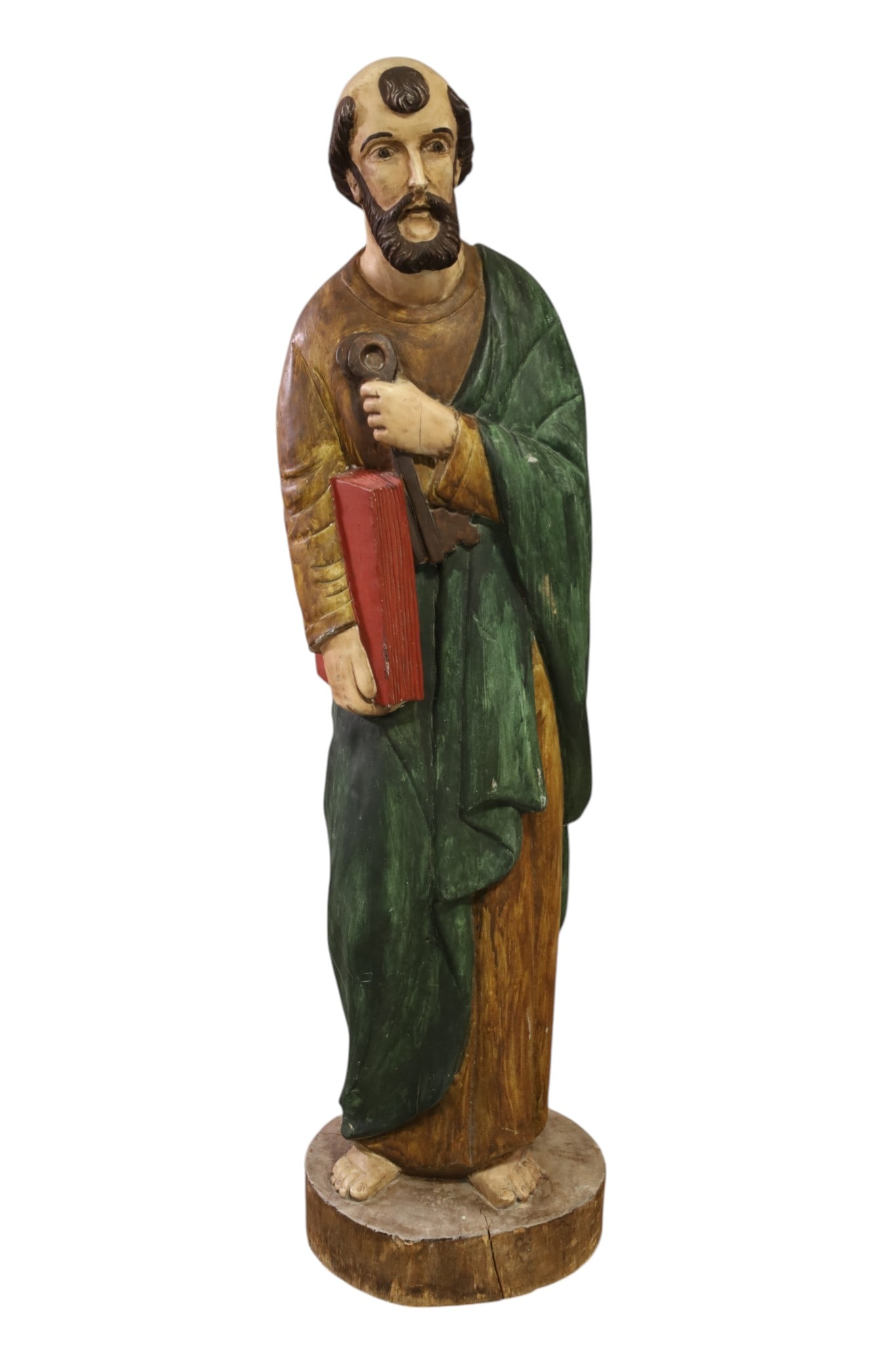 LARGE WOODEN CARVED RELIGIOUS FIGURE (1 of 3)