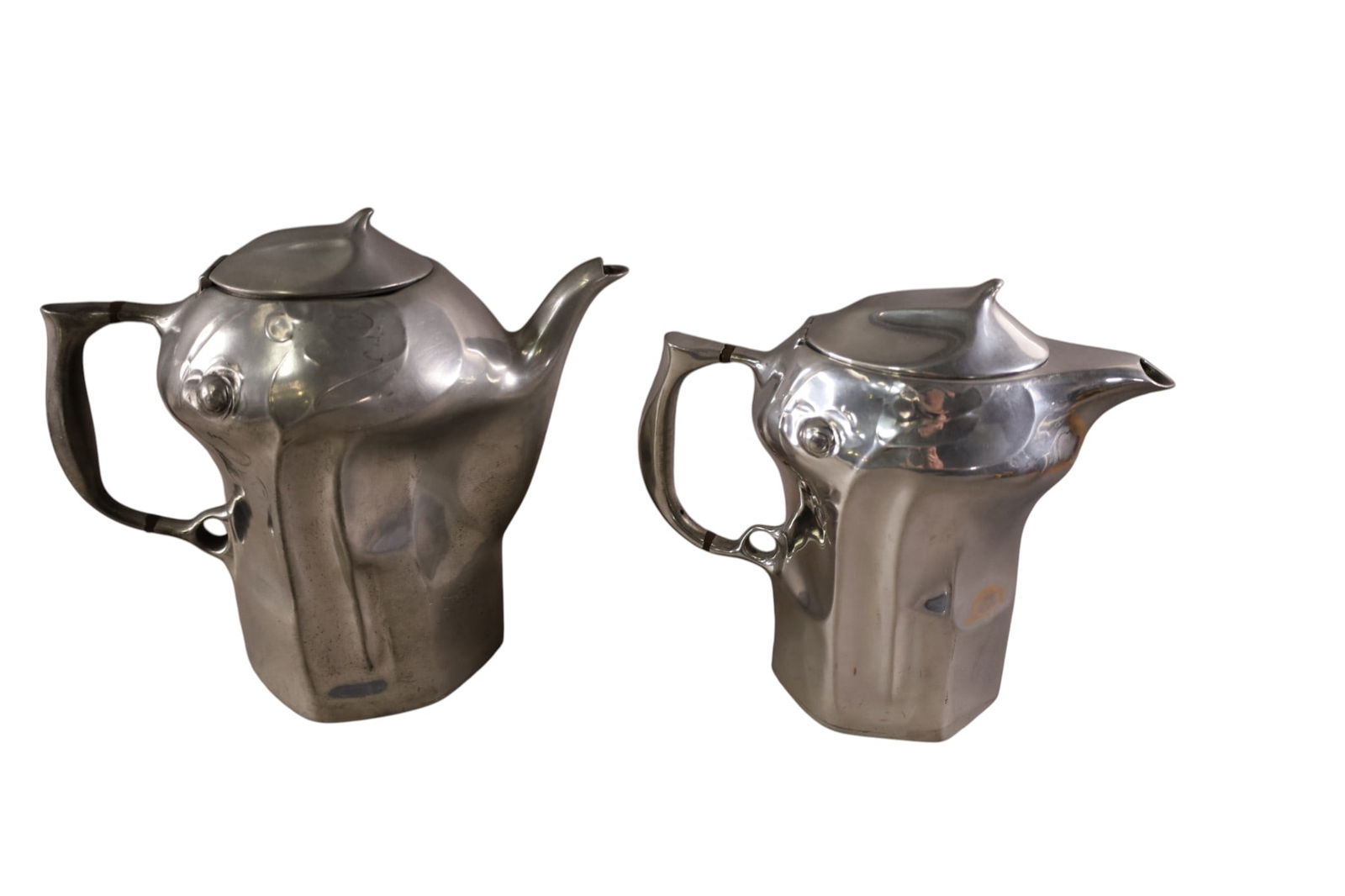 4 PEWTER TEA POTS - 3