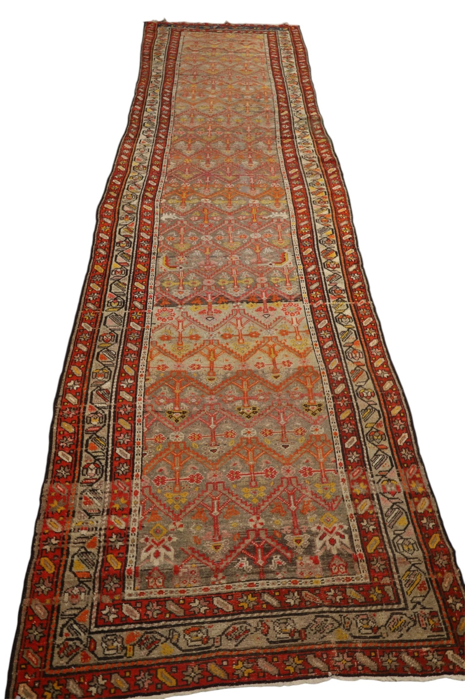 APPROX 3' 6" x 13' HANDMADE WOOL RUNNER RUG. (1 of 4)