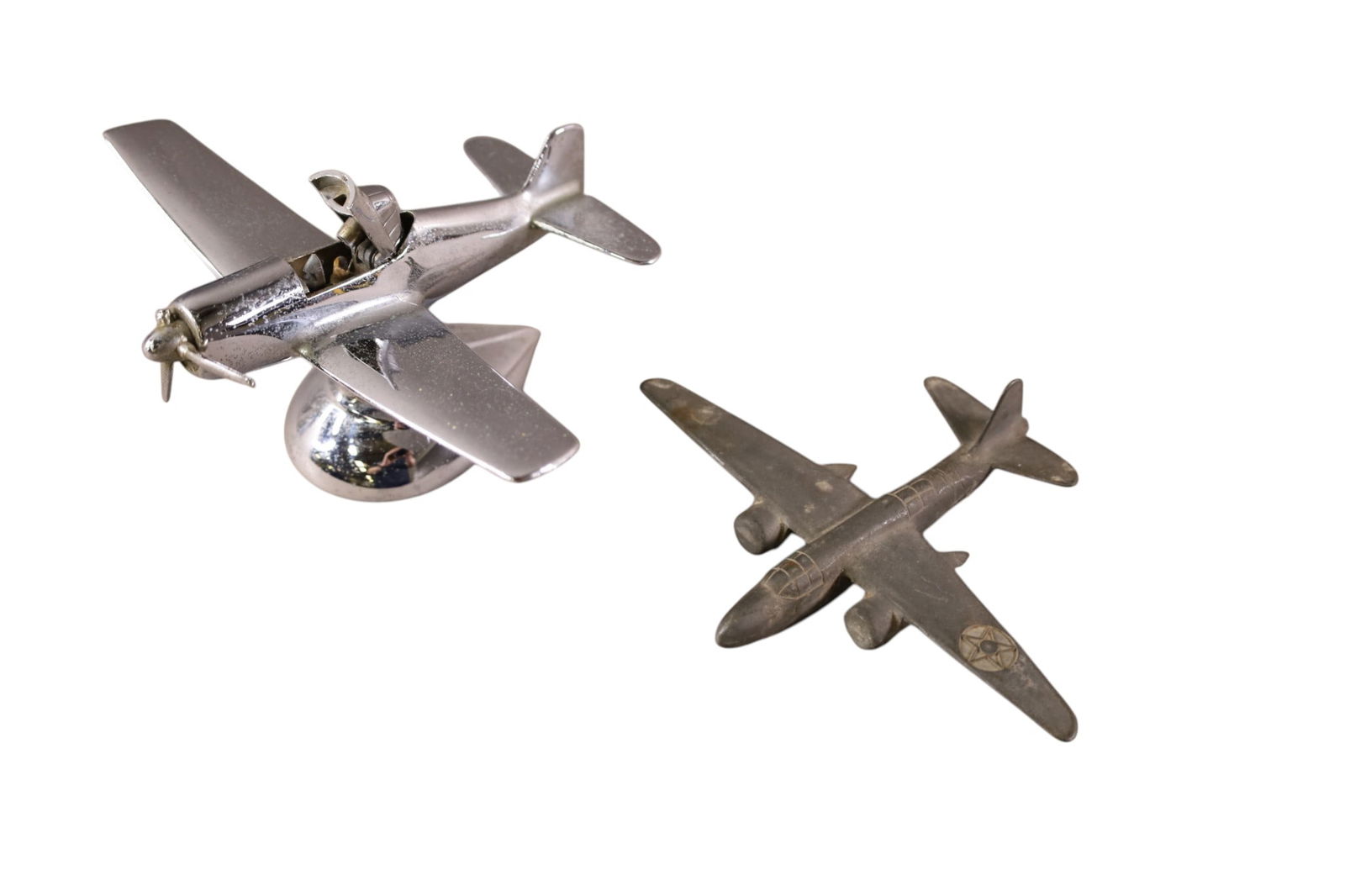 2 METAL AIRPLANES: ONE IS LIGHTER, 7" W.