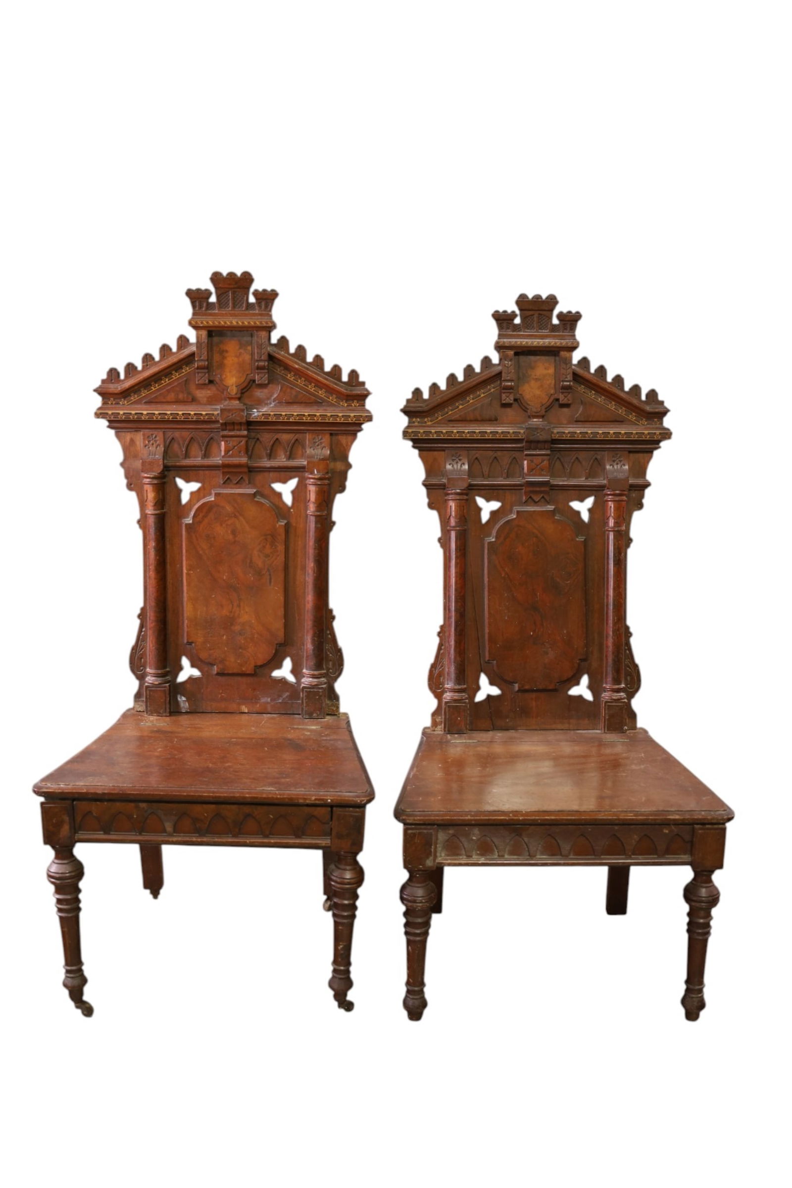 PAIR OF VICTORIAN HALL CHAIRS (1 of 4)