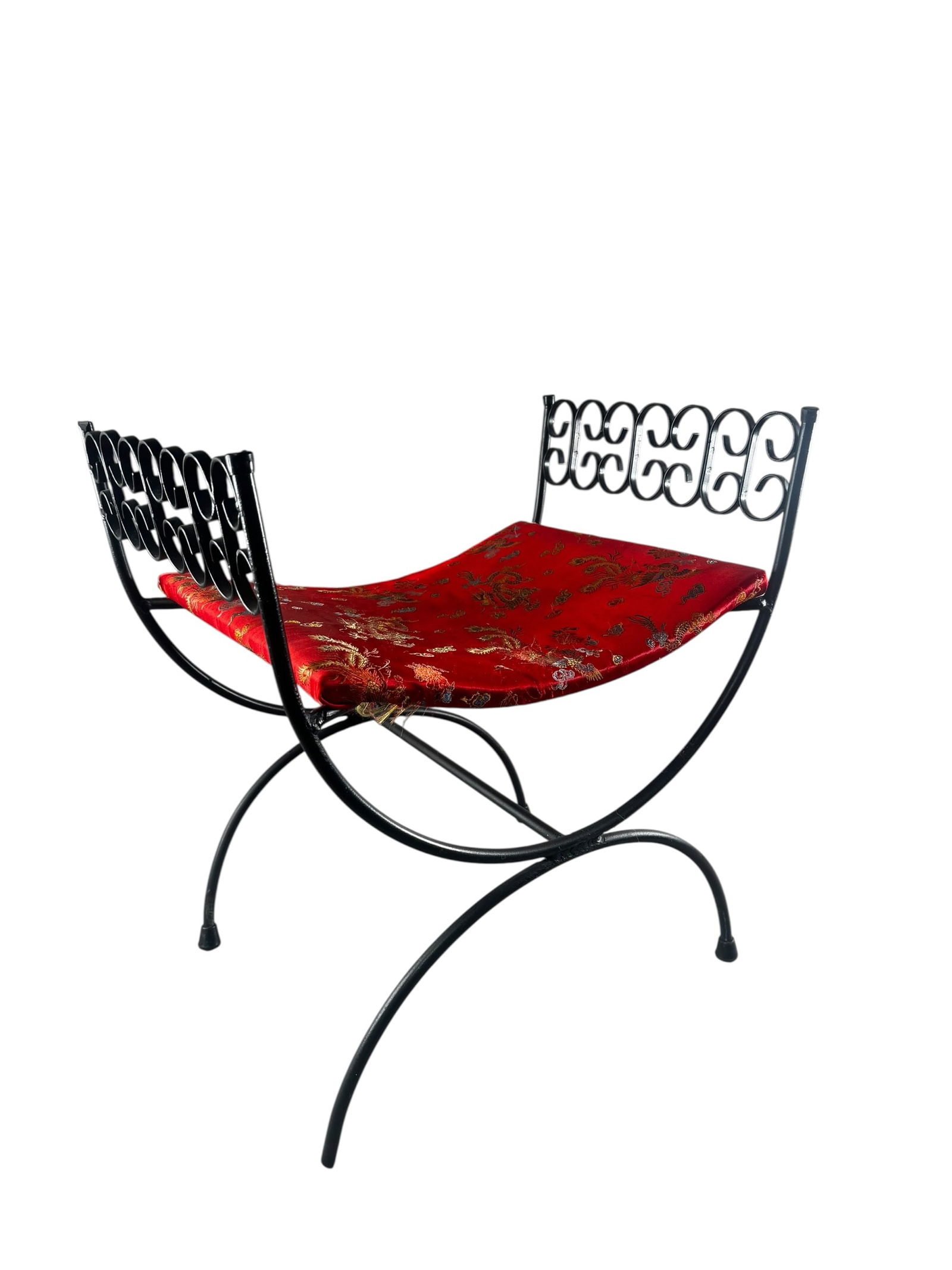 ARTHUR UMANOFF STYLE STOOL: WROUGHT IRON ARTHUR UMANOFF STYLE STOOL, UNMARKED 22" W x 15 1/2 D" x 23" H. THIS ITEM EXCEEDS SIZE LIMITATIONS FOR IN HOUSE SHIPPING, MUST BE PICKED UP IN HOUSE OR SHIPPED VIA 3rd PARTY GROUND