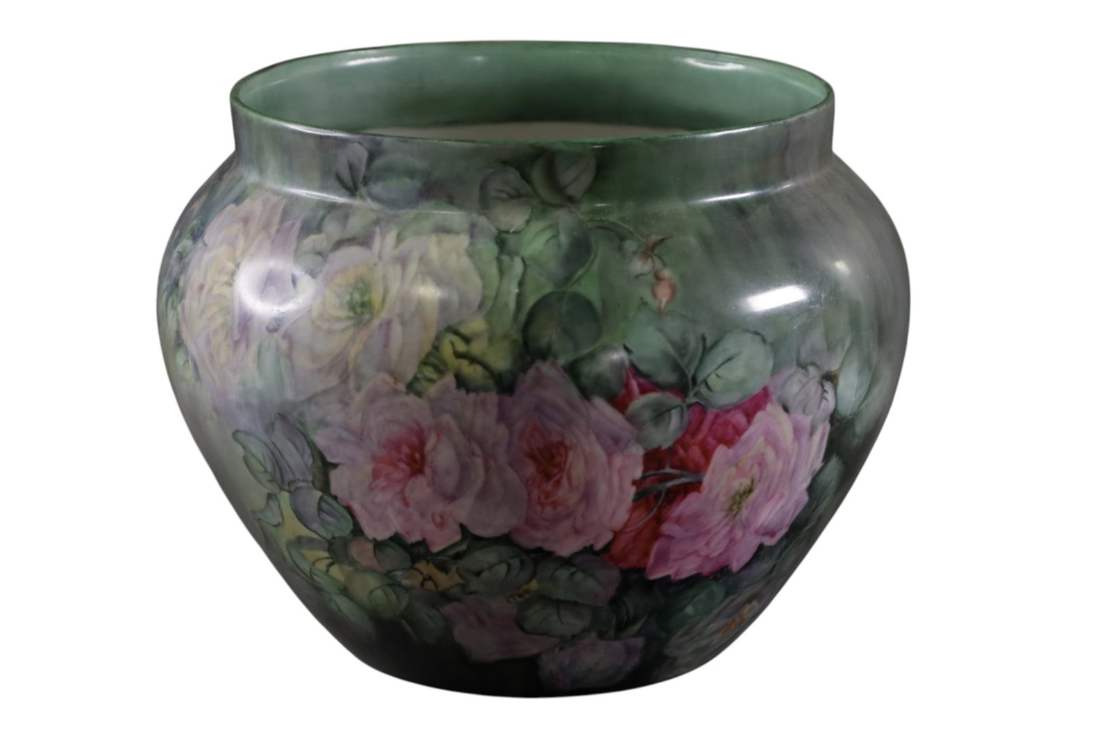 T&V LIMOGES FRANCE VASE: LARGE T&V LIMOGES FRANCE VASE, MARKED ON BASE, 11" DIAM x 9" H.