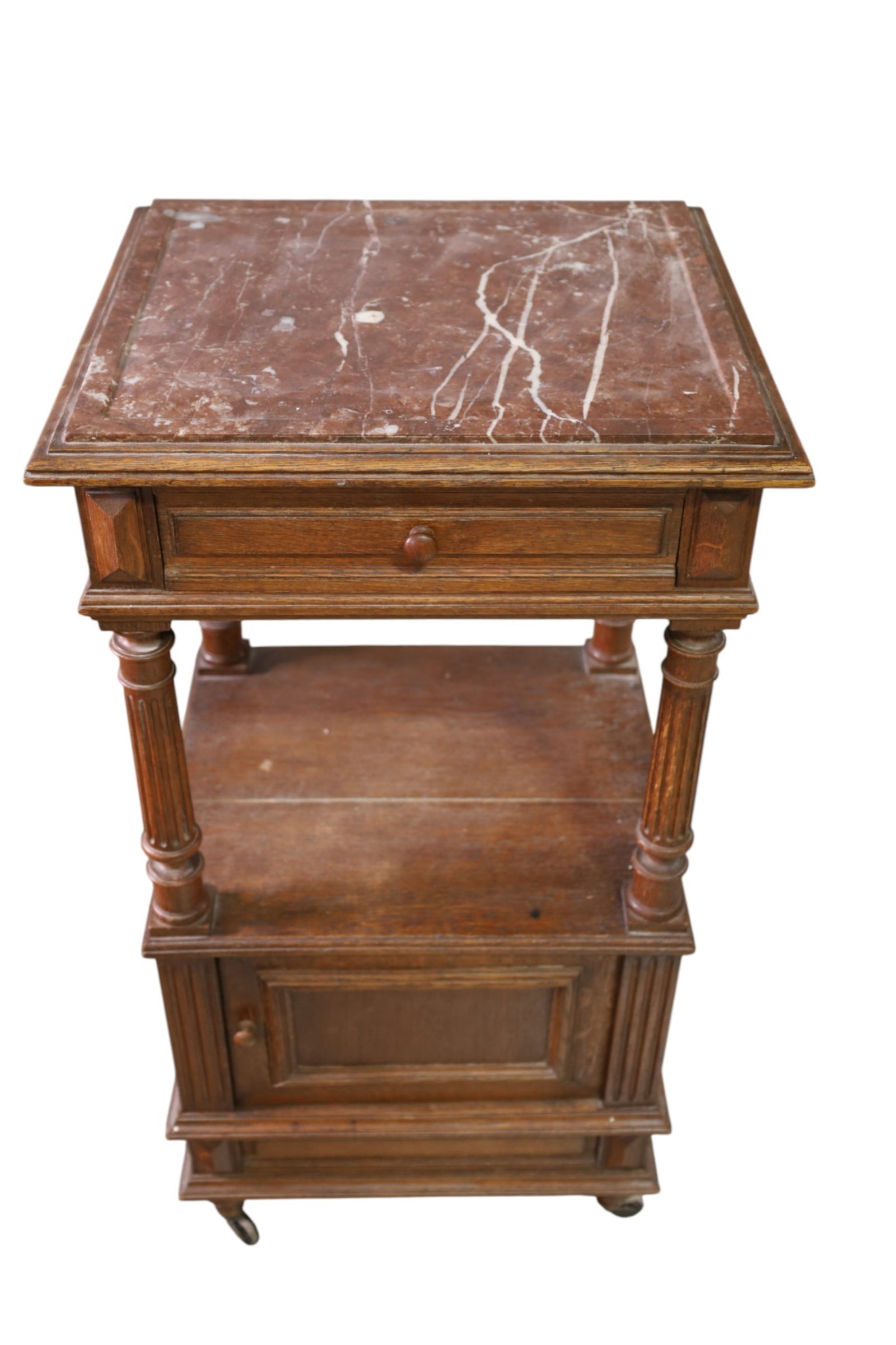 FRENCH MARBLE TOP NIGHTSTAND - 3