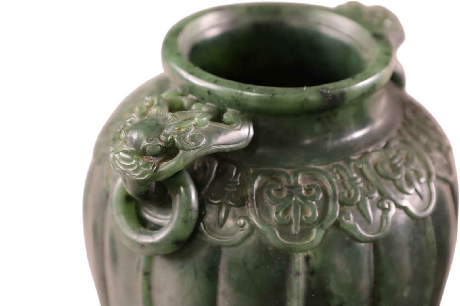 PAIR OF CARVED JADE URNS - 3
