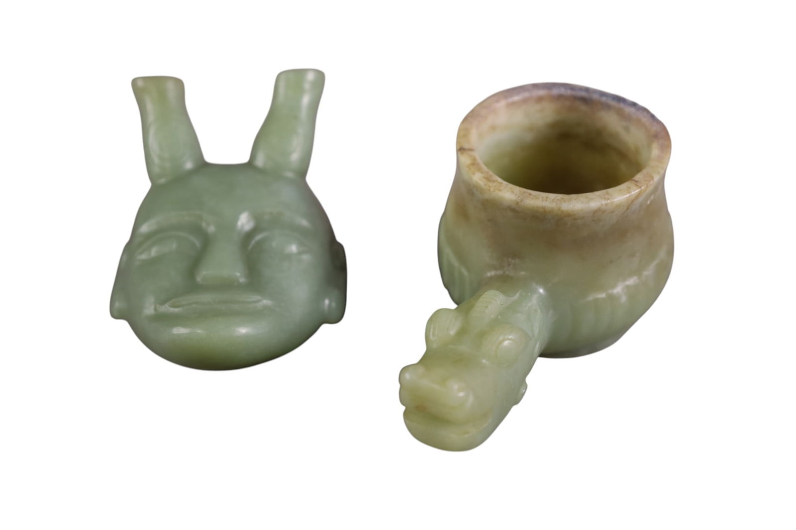 CHINESE JADE FIGURAL PIPE - 2