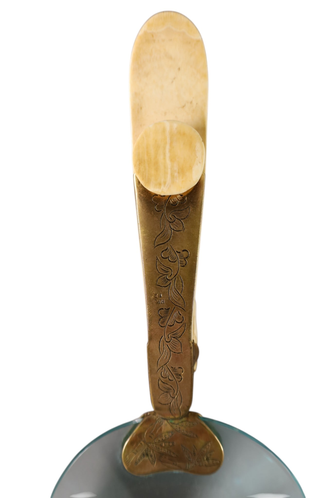 CHINESE BONE CARVED HAND MIRROR - 5