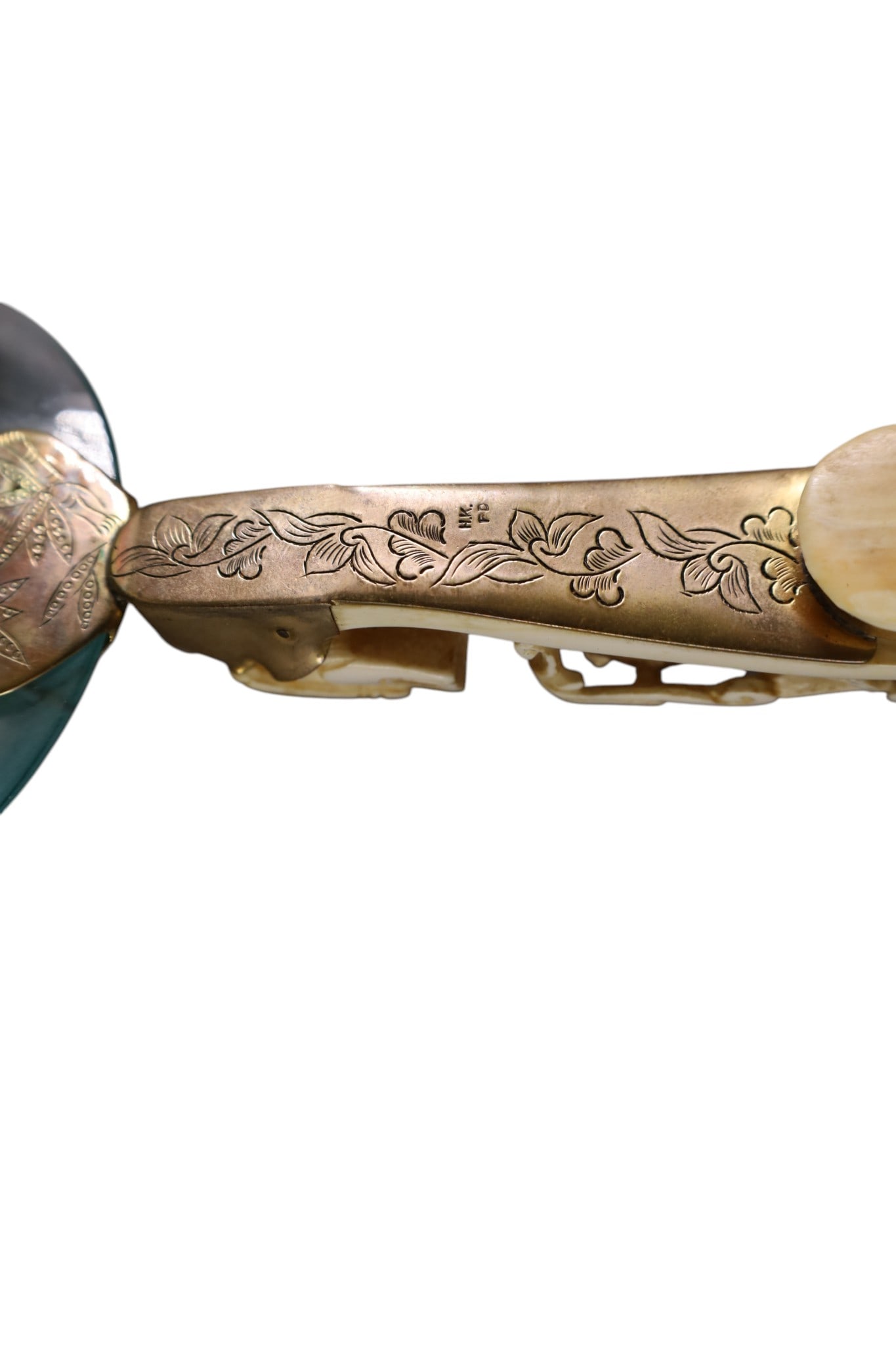 CHINESE BONE CARVED HAND MIRROR - 6