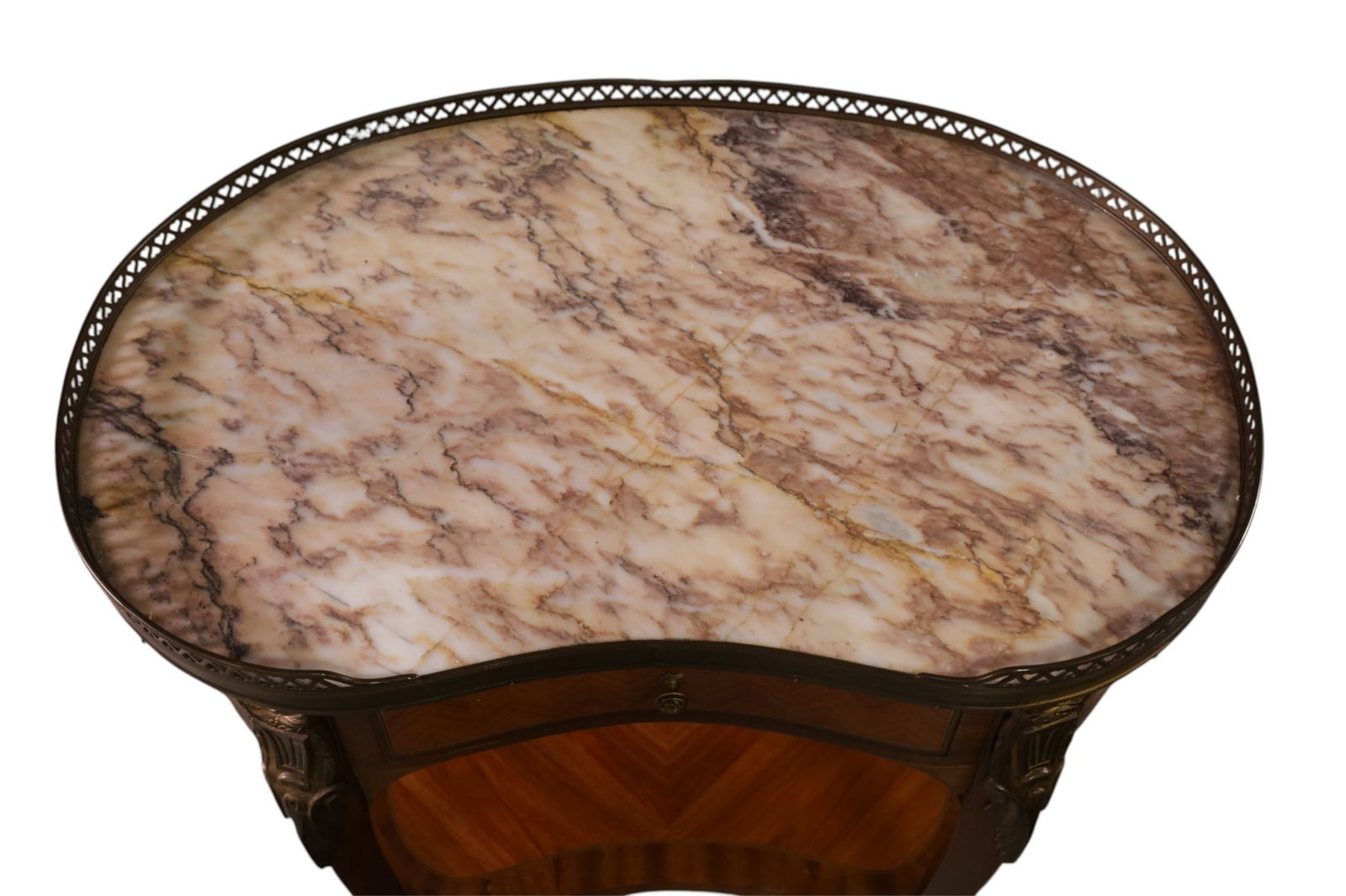 FRENCH STYLE MARBLE TOP END TABLE - 2