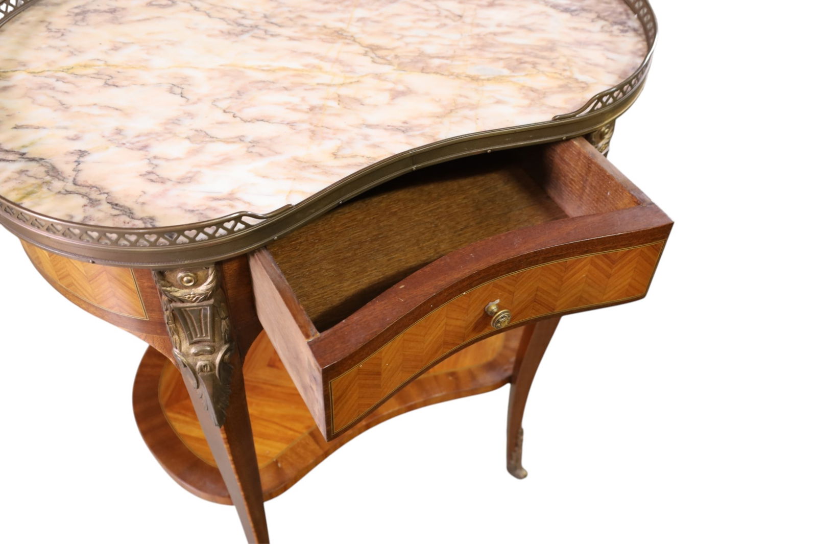 FRENCH STYLE MARBLE TOP END TABLE - 3