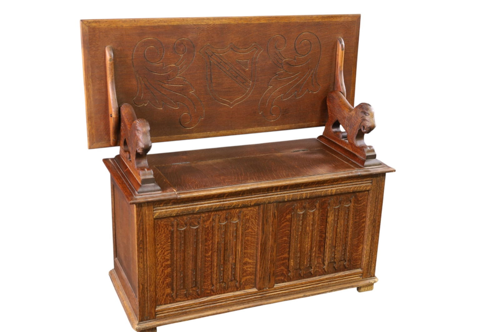 1900'S OAK HALL BENCH - 2