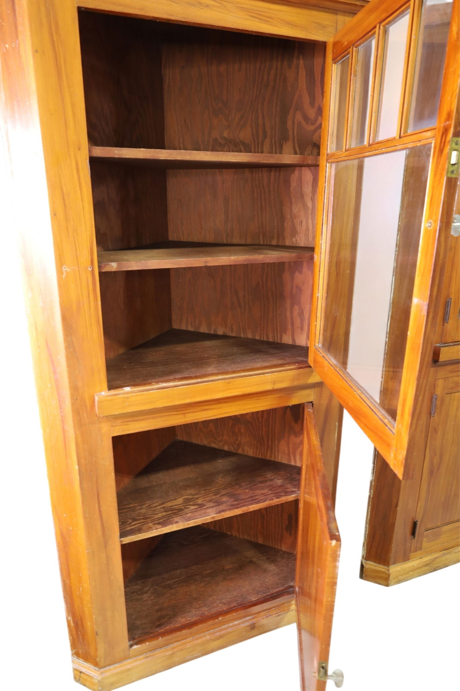 PAIR OF PINE CORNER CABINETS - 2
