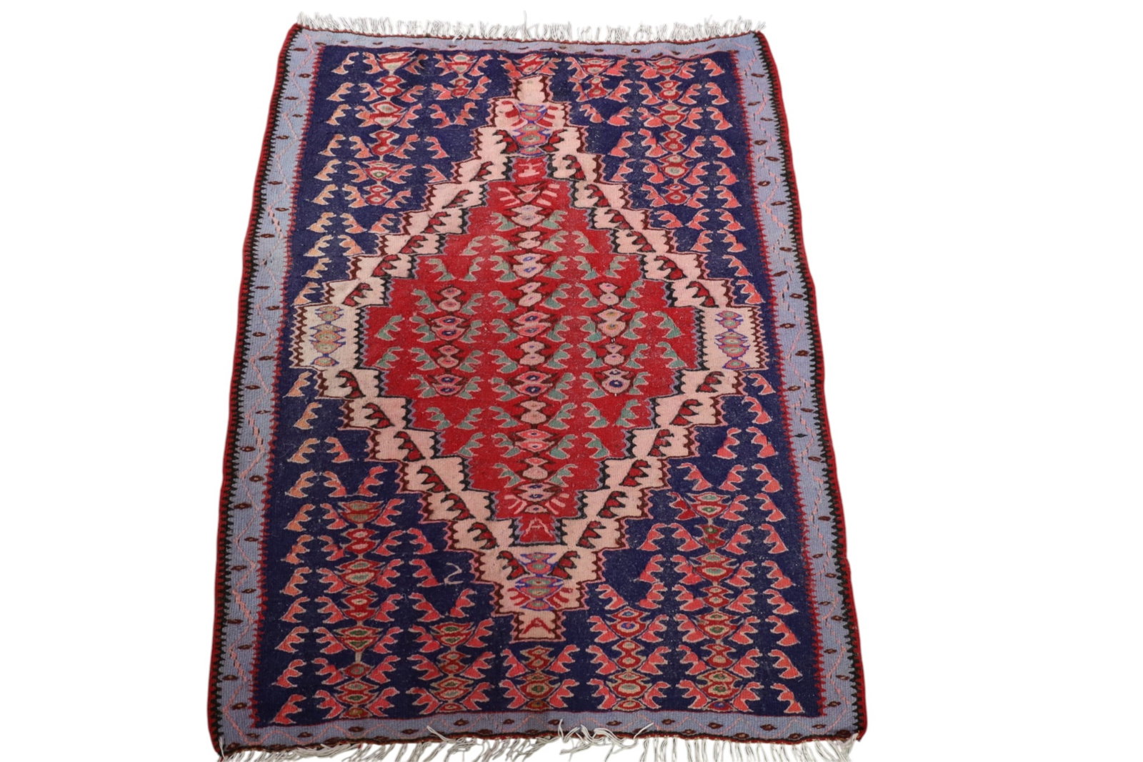 APPROX 3' 3" x 2' 5" HANDMADE WOOL RUG.: SENNEH HANDMADE WOOL RUG.
