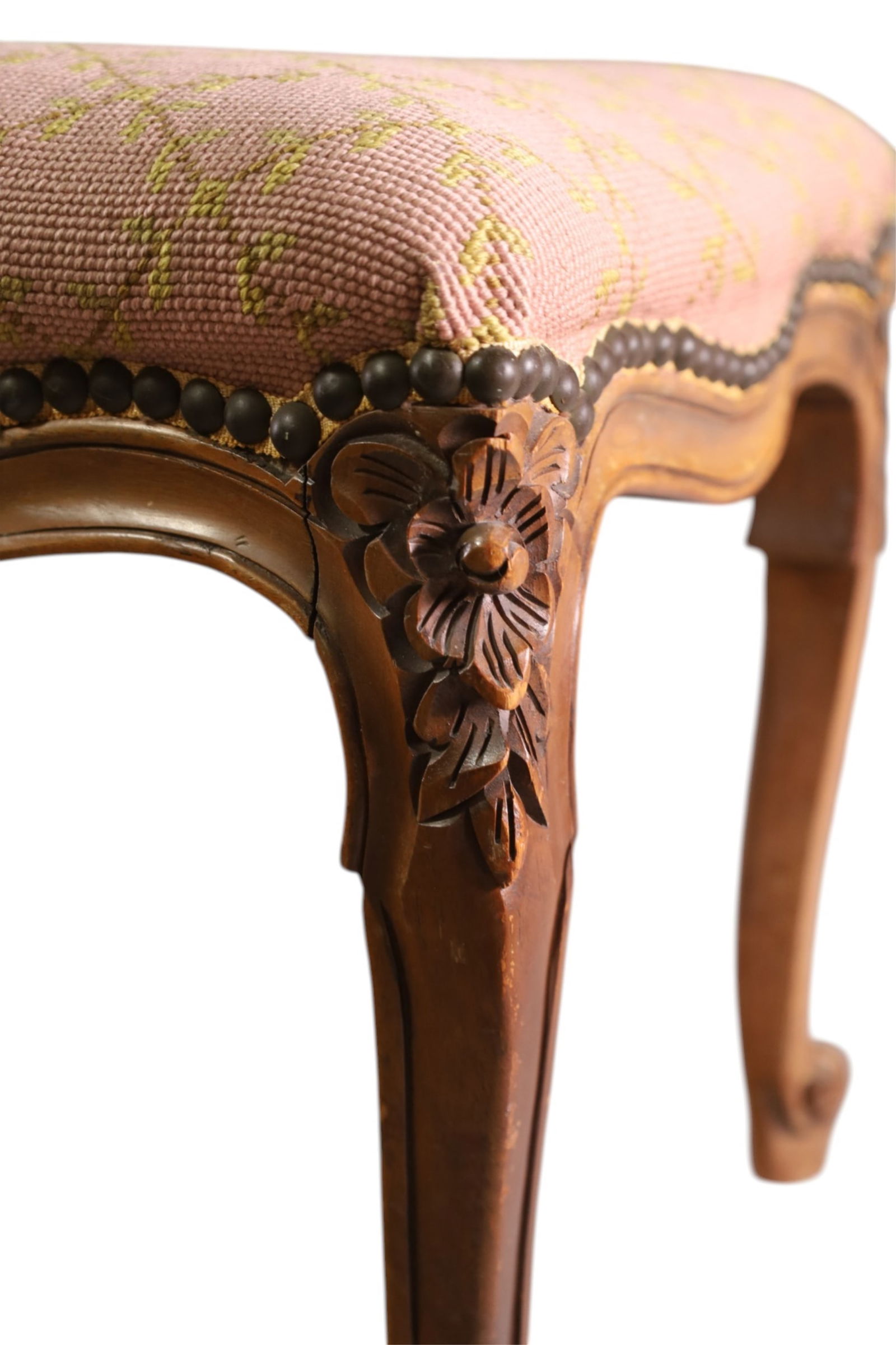 NEEDLEPOINT FOOTSTOOL - 2