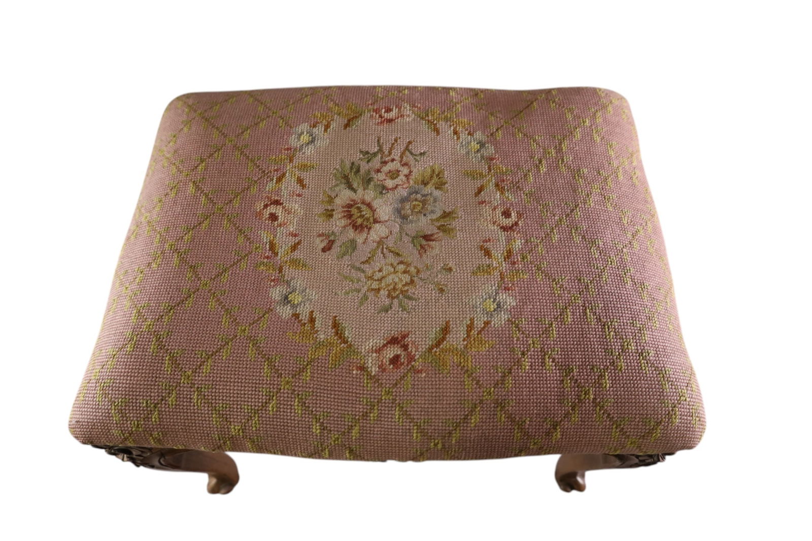 NEEDLEPOINT FOOTSTOOL - 3