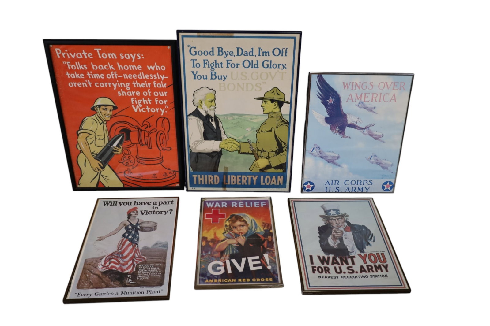6 WAR POSTERS & PRINTS: 6 MISC WAR PROPOGANDA POSTERS AND PRINTS, 13" - 20" W. THIS ITEM CAN BE SHIPPED IN HOUSE IF REMOVED FROM FRAME AND ROLLED.
