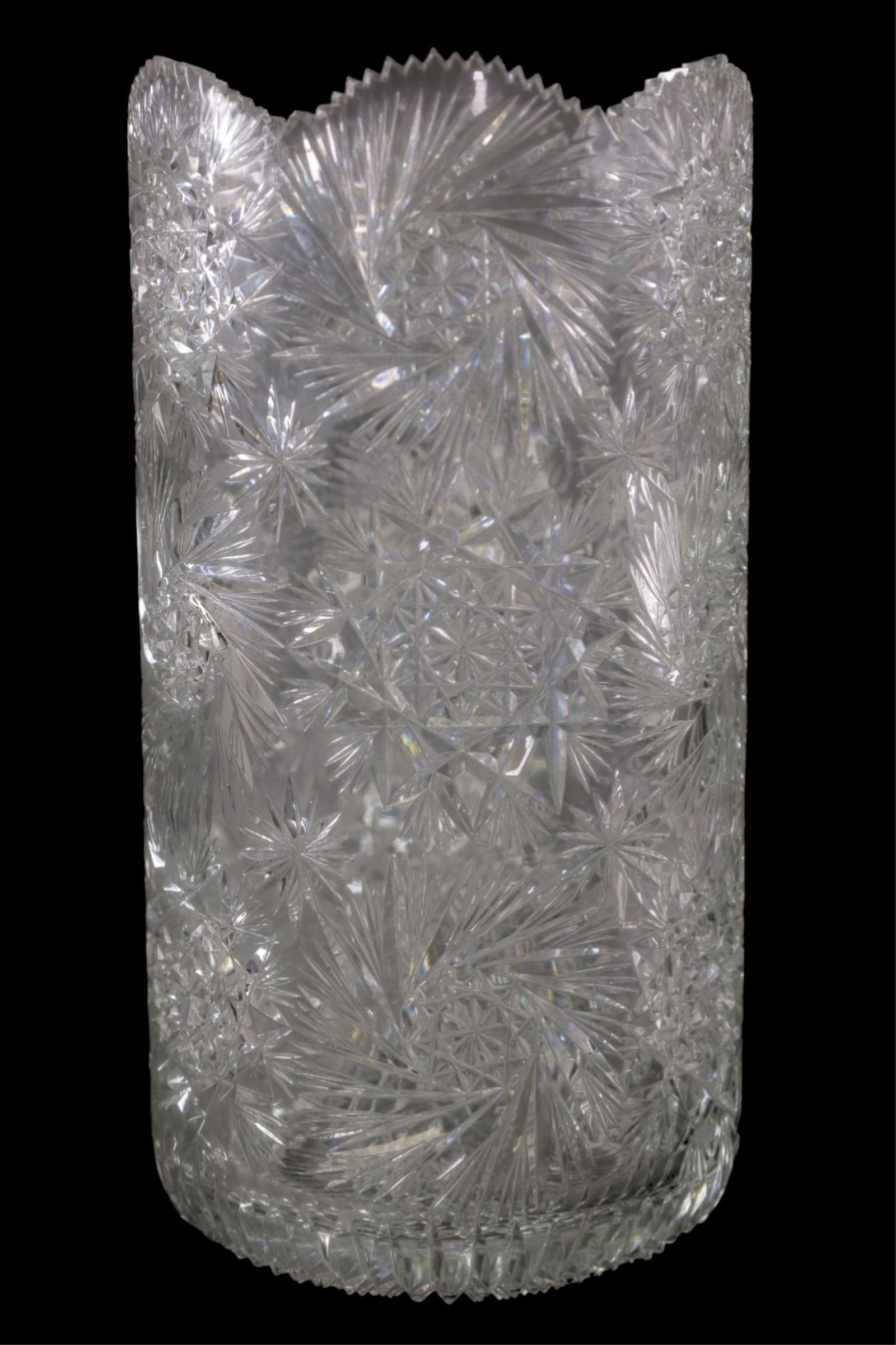 2 LARGE CUT GLASS VASES - 2