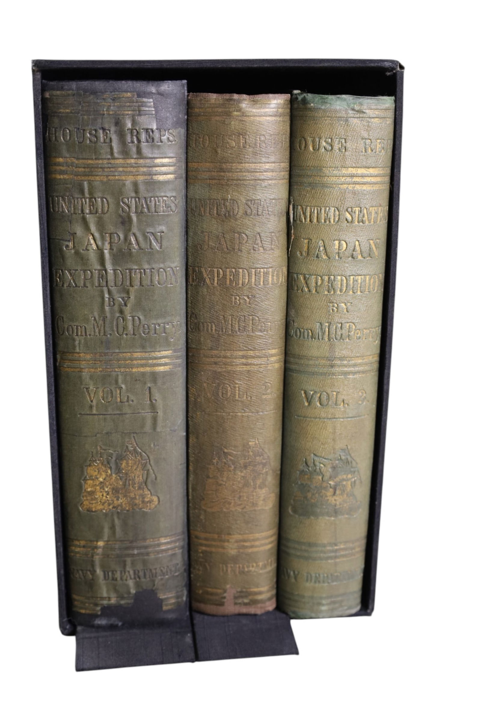 3 VOL SET OF U.S. JAPAN EXPEDIITON: BY COM. M.C. PERRY, VOL 1, 2, & 3. NAVY DEPARTMENT. CIR. 1850s.