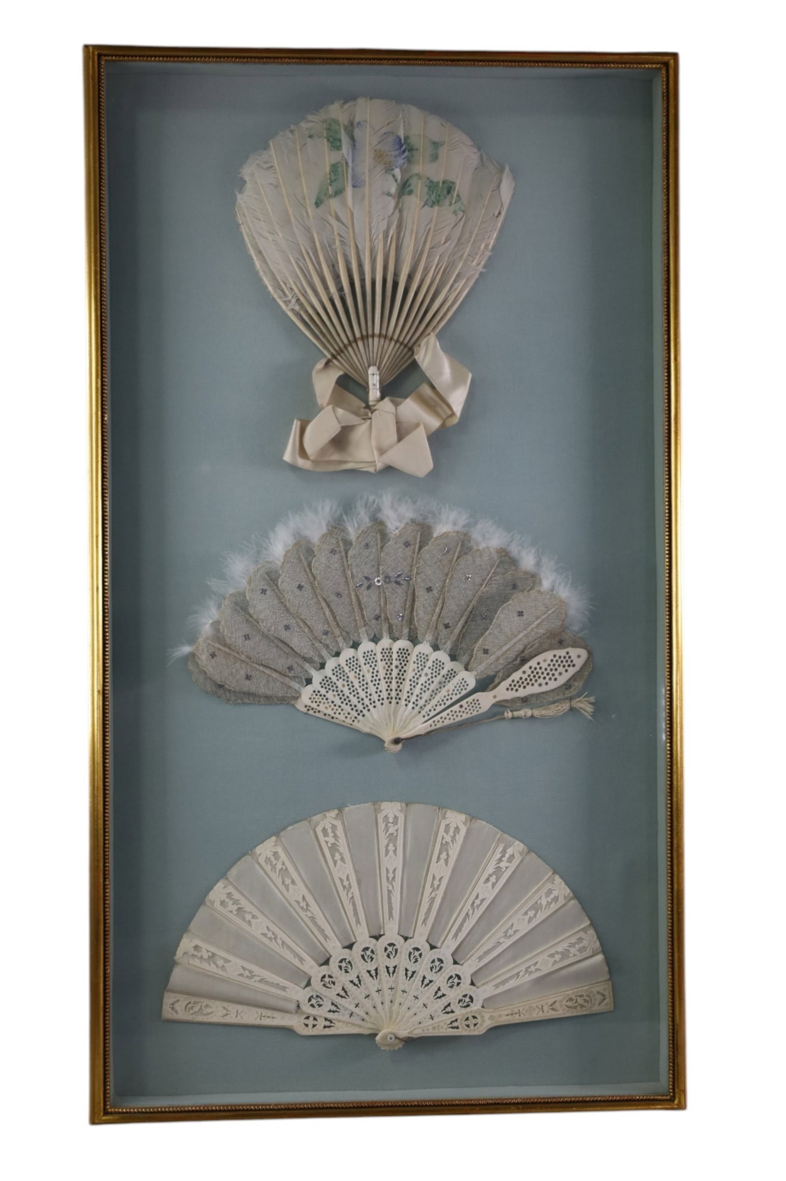 FRAMED FANS: VICTORIAN FRAMED FANS, 18 1/2" x 34"