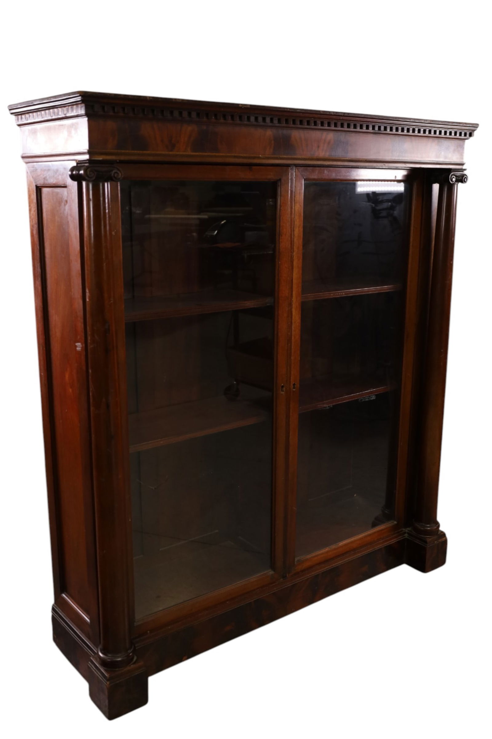 ANTIQUE 2 DOOR EMPIRE BOOKCASE - 2