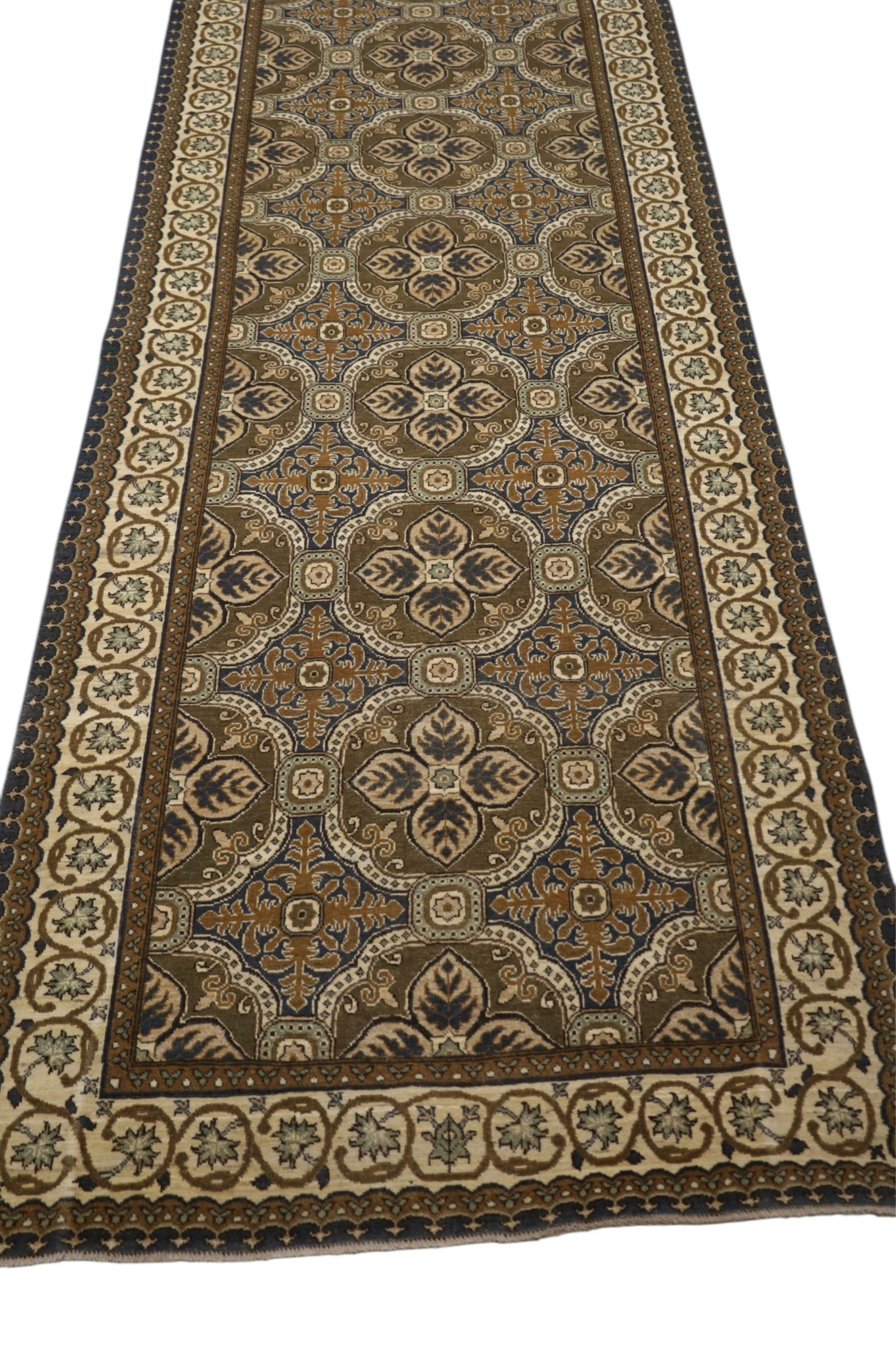 APPROX 4' 3" x 15' HANDMADE WOOL RUNNER RUG - 2