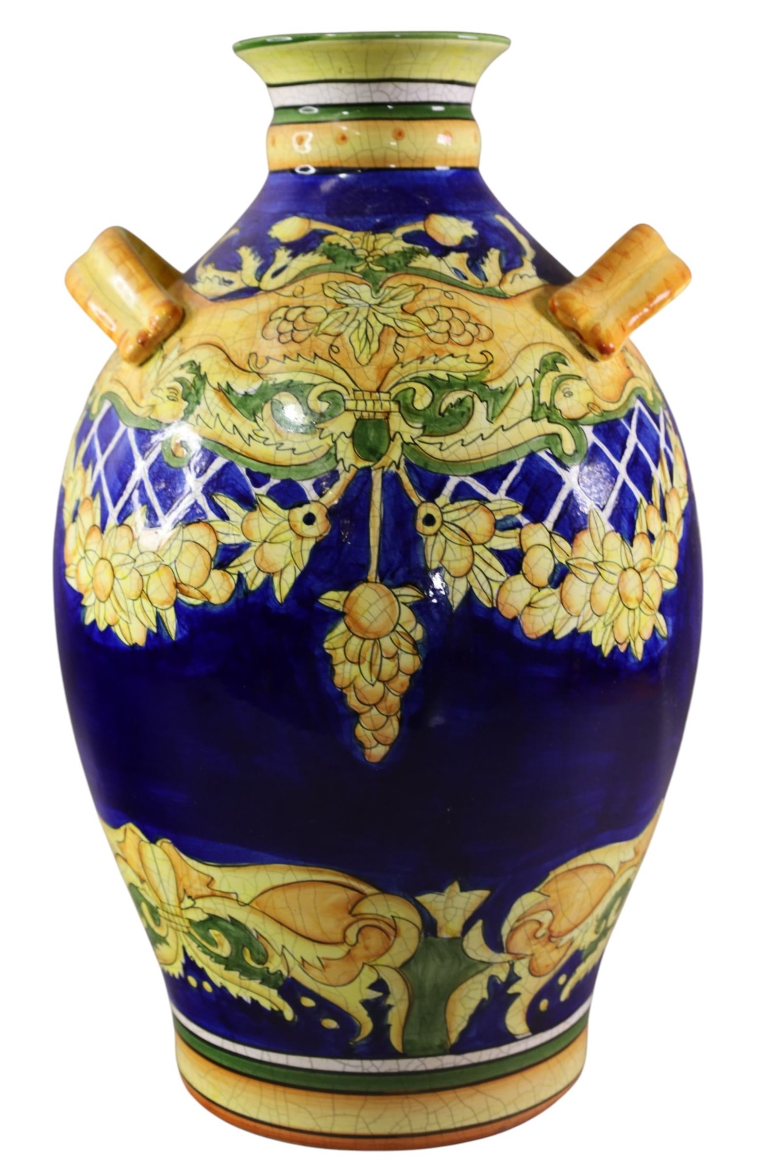 ITALIAN JUG: HAND PAINTED ITALIAN JUG, 18" H.