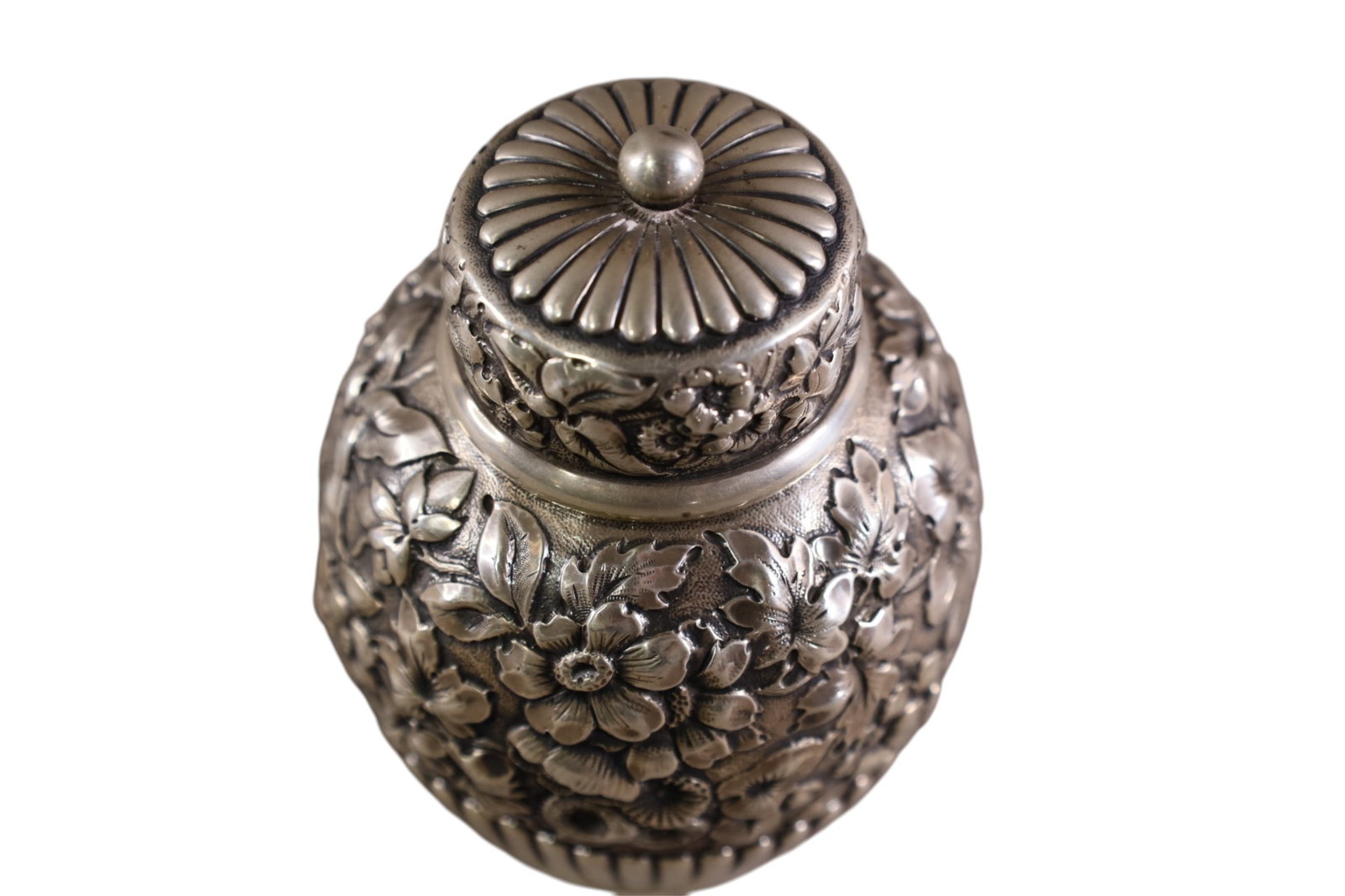 STERLING REPOUSSE TEA CADDY - 2