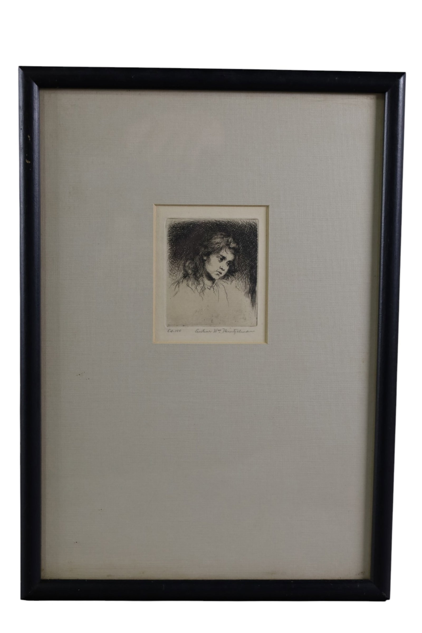 ARTHUR WILLIAM HEINTZELMAN ETCHING: SMALL FRAMED ETHCING, BY ARTHUR WILLIAM HEINTZELMAN, PENCIL SIGNED, EDITION 100. 9 1/2" x 13 1/2" FRAME