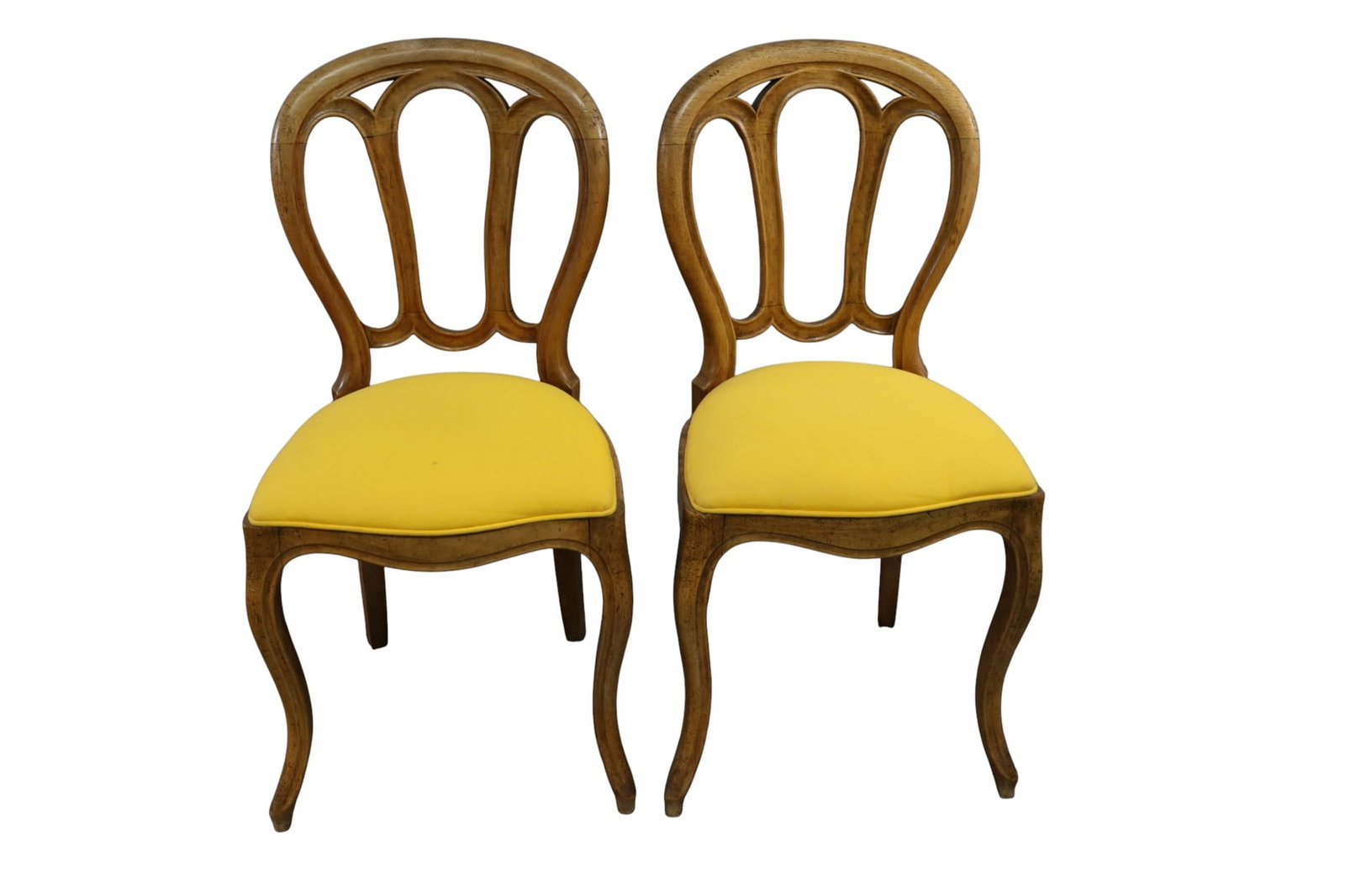 PAIR OF 1800'S FRENCH SIDE CHAIRS: PAIR OF FRENCH PROVENCIAL SIDE CHAIRS, REUPHOLSTERED. 17" W x 16" D x 35" H. THIS ITEM EXCEEDS SIZE LIMITATIONS FOR IN HOUSE SHIPPING, MUST BE PICKED UP IN HOUSE OR SHIPPED VIA 3rd PARTY GROUND