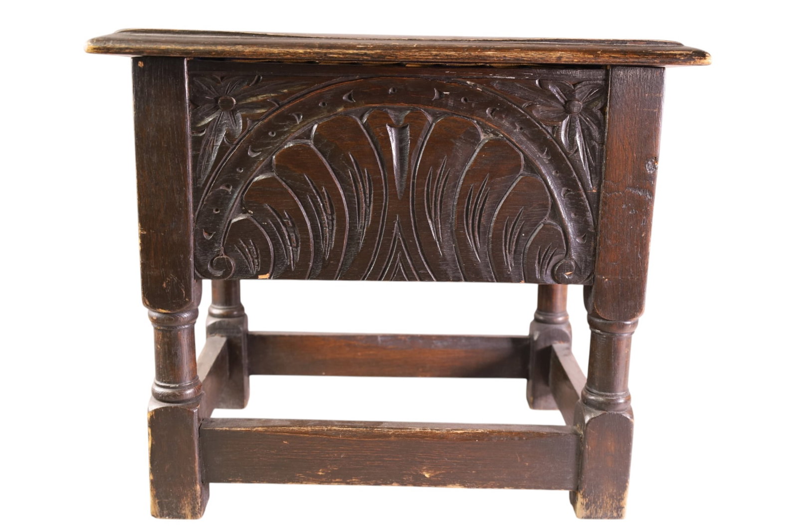 CARVED OAK JOINT STOOL - 2