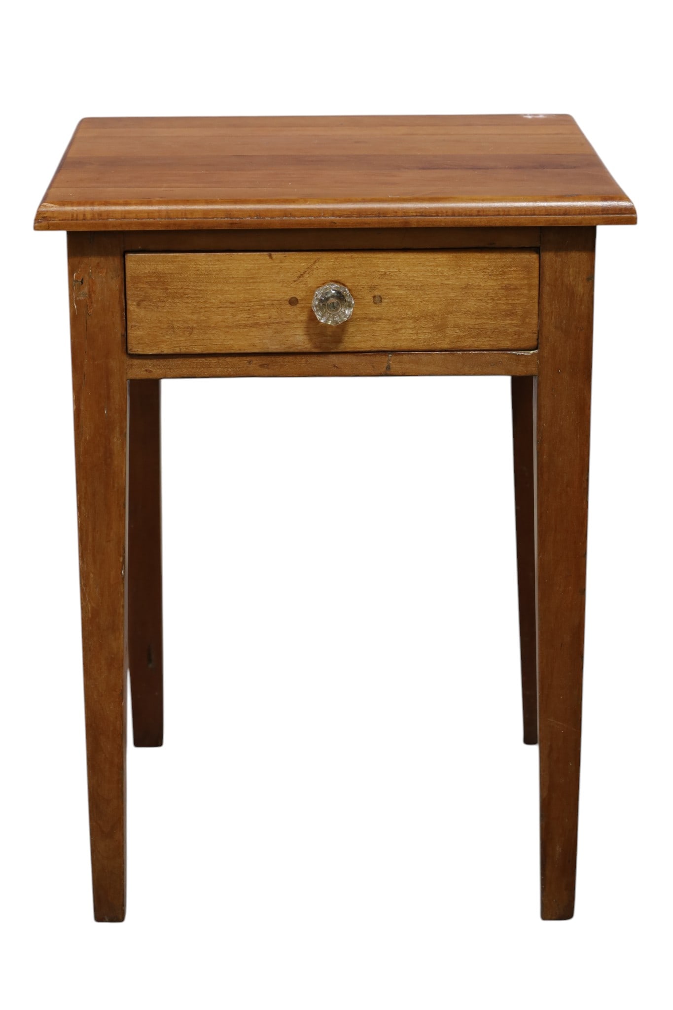 EARLY AMERICAN WORK TABLE: SINGLE DRAWER CHERRY WORK TABLE, S18" Wx 17" D x 25"H . THIS ITEM EXCEEDS SIZE LIMITATIONS FOR IN HOUSE SHIPPING, MUST BE PICKED UP IN HOUSE OR SHIPPED VIA 3rd PARTY GROUND SHIPPER.