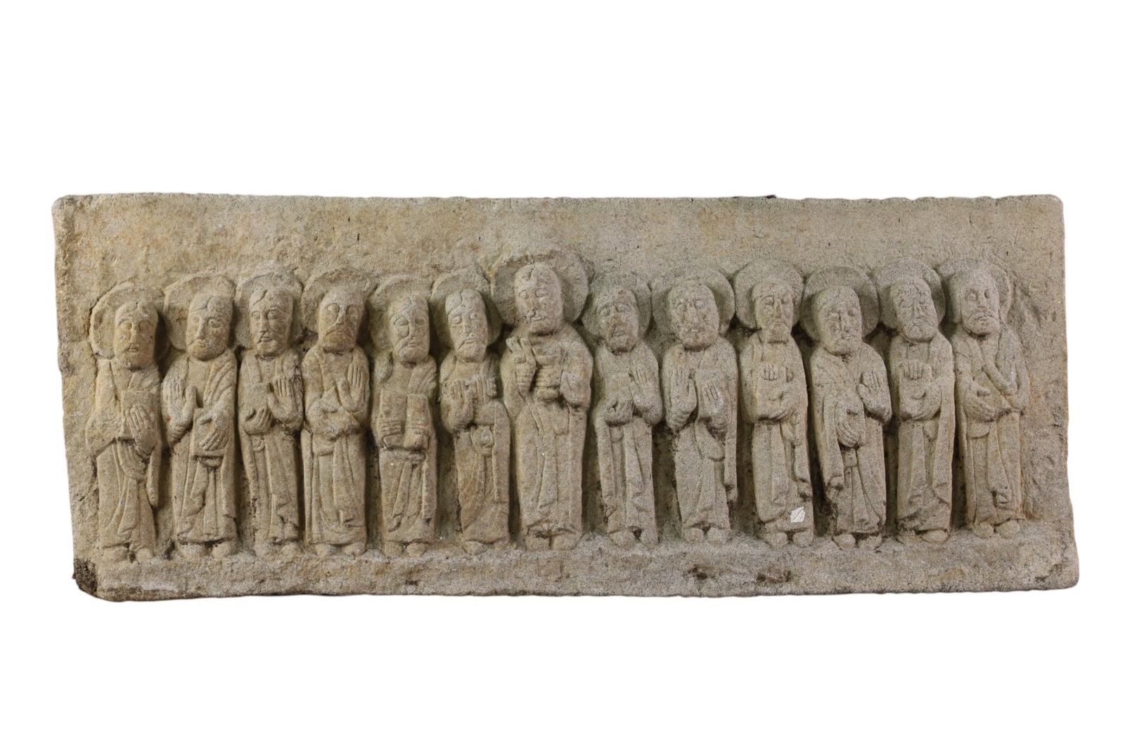 RELIGIOUS PANEL: CONCRETE RELIGIOUS PANEL, 28" W x 11" H. THIS ITEM EXCEEDS SIZE LIMITATIONS FOR IN HOUSE SHIPPING, MUST BE PICKED UP IN HOUSE OR SHIPPED VIA 3rd PARTY GROUND SHIPPER.