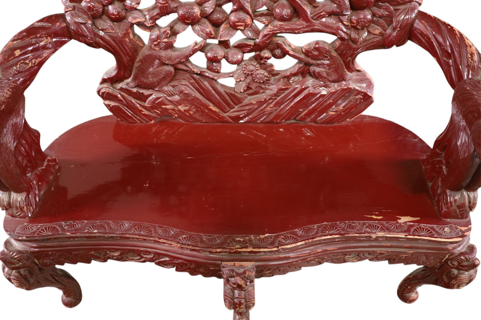 CARVED CHINESE BENCH - 4