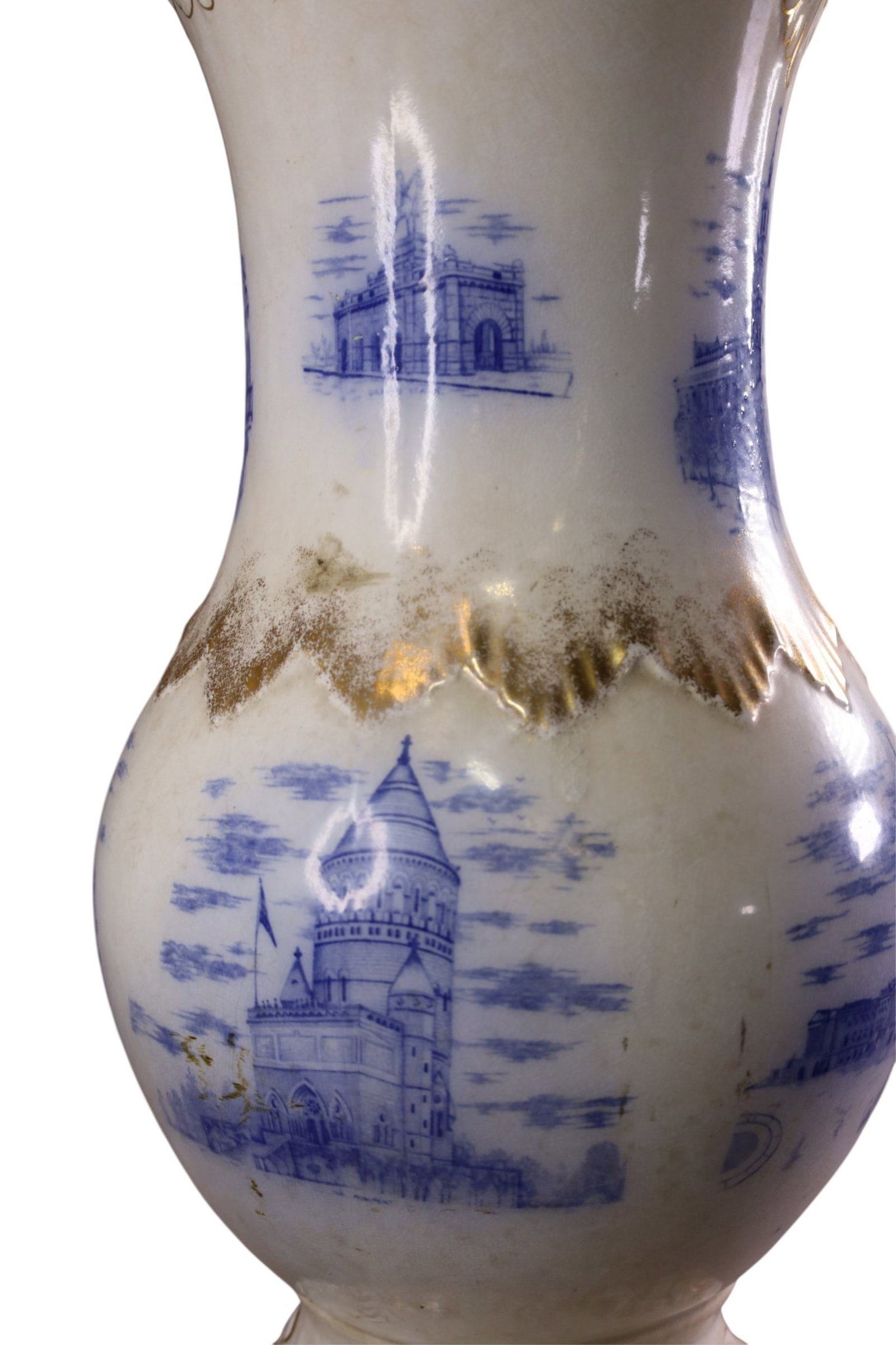 LARGE WARWICK FLOW BLUE VASE - 3