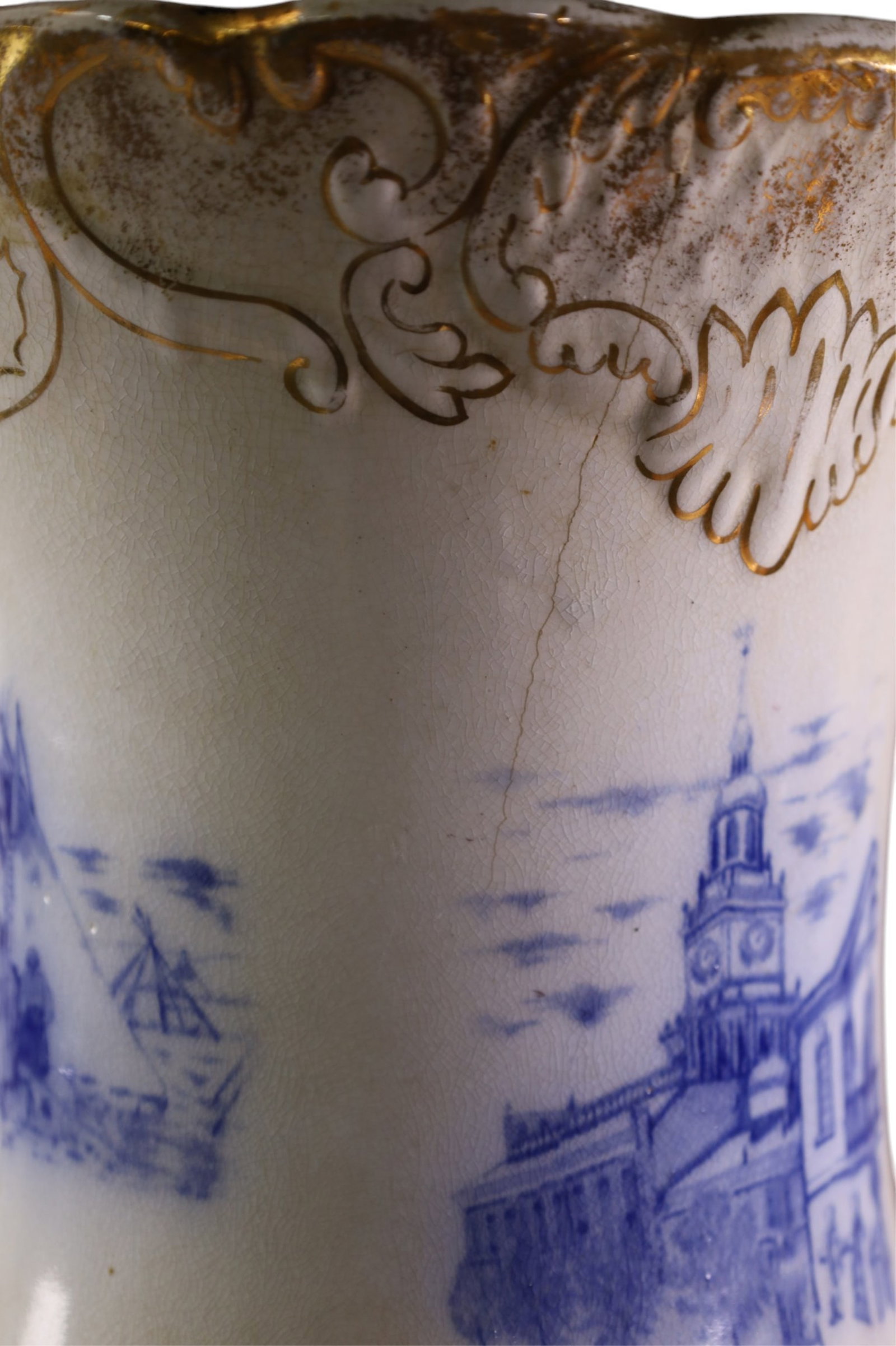 LARGE WARWICK FLOW BLUE VASE - 5