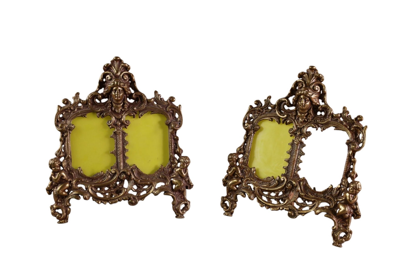 PAIR OF CAST METAL PICTURE FRAMES (1 of 3)