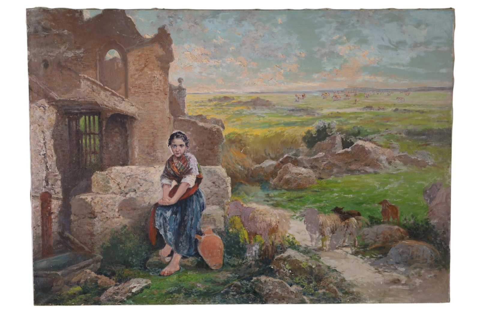 JOHN CALIFANO OIL PAINTING: UNFRAMED OIL ON CANVAS, SIGNED ON REVERSE. UNFINISHED OIL PAINTING. 50" x 35" THIS ITEM EXCEEDS SIZE LIMITATIONS FOR IN HOUSE SHIPPING, MUST BE PICKED UP IN HOUSE OR SHIPPED VIA 3rd PARTY GROUND