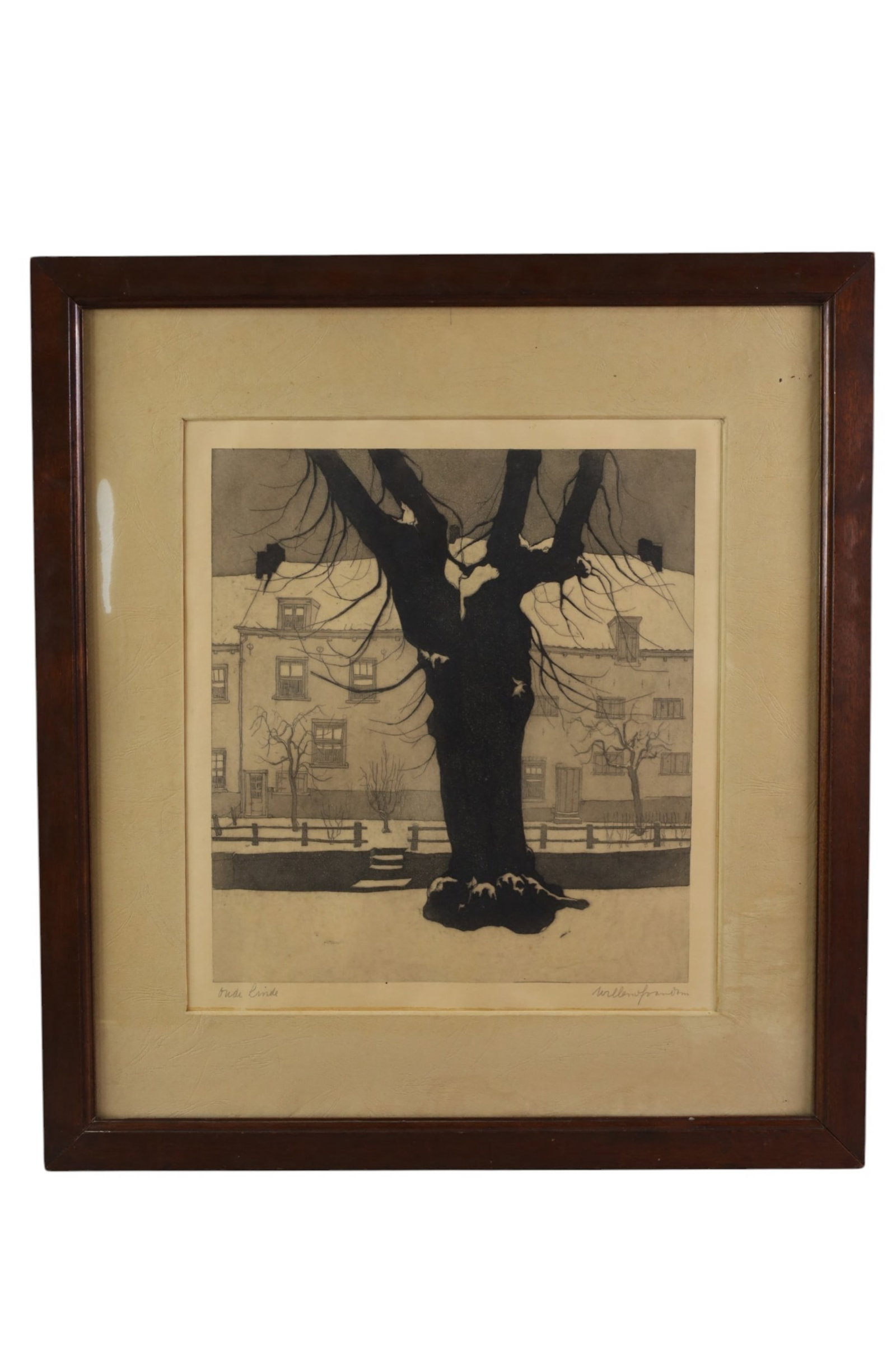 W.J. VAN DAM ETCHING: SIGNED LOWER LEFT, DISCOLORATION TO MATTING. 19" x 21"