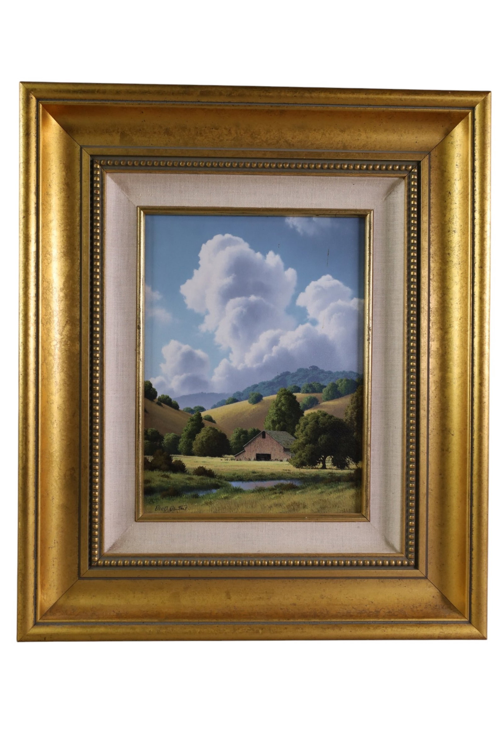DAVE DALTON LANDSCAPE PAINTING: OIL ON CANVAS, SIGNED LOWER LEFT, DAVE DALTON. TITLED LITTLE VALLEY. 17" x 20"