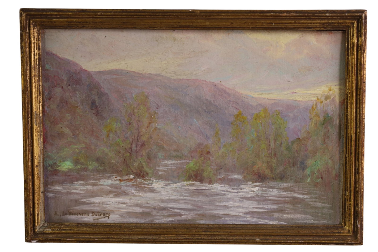 VALENTINE BIENVENU DUTOURP OIL PAINTING: OIL ON BOARD, SIGNED VALENTINE BIENVENU DUTOURP, LANDSCAPE OIL PAINTING. 10 1/2" x 7"