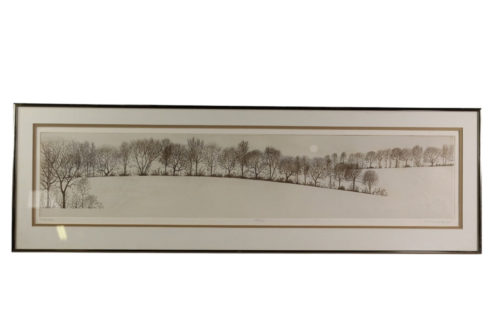 RICHARD VOLPE ETCHING: TITLED SOLSTICE, 78/100. 38" x 12"