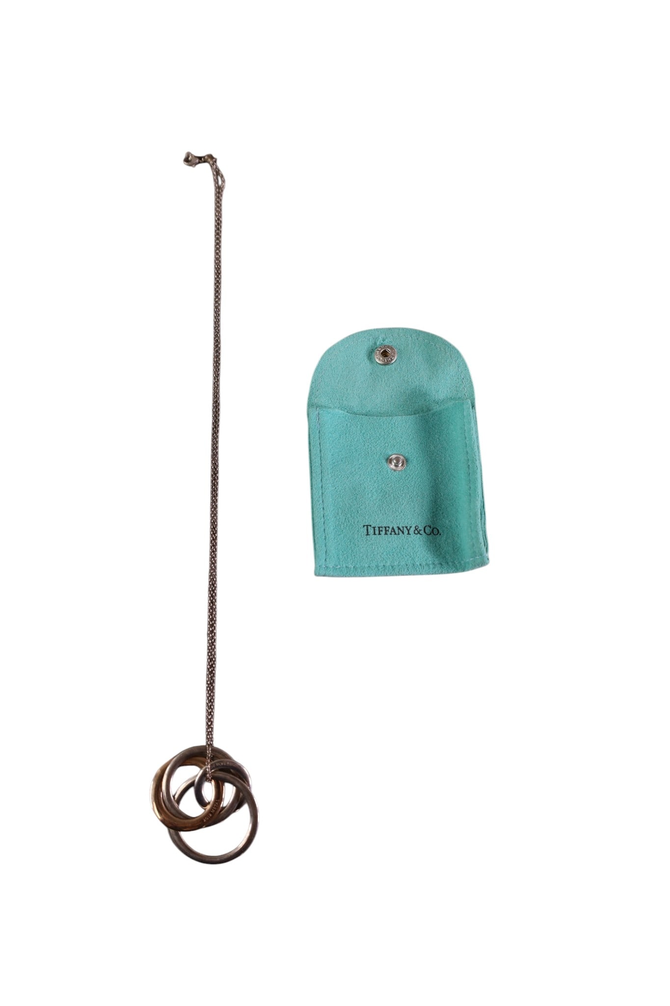 TIFFANY & CO NECKLACE: TIFFANY & CO NECKLACE, STERLING SILVER & METAL NECKLACE IN POUCH, 10" L.