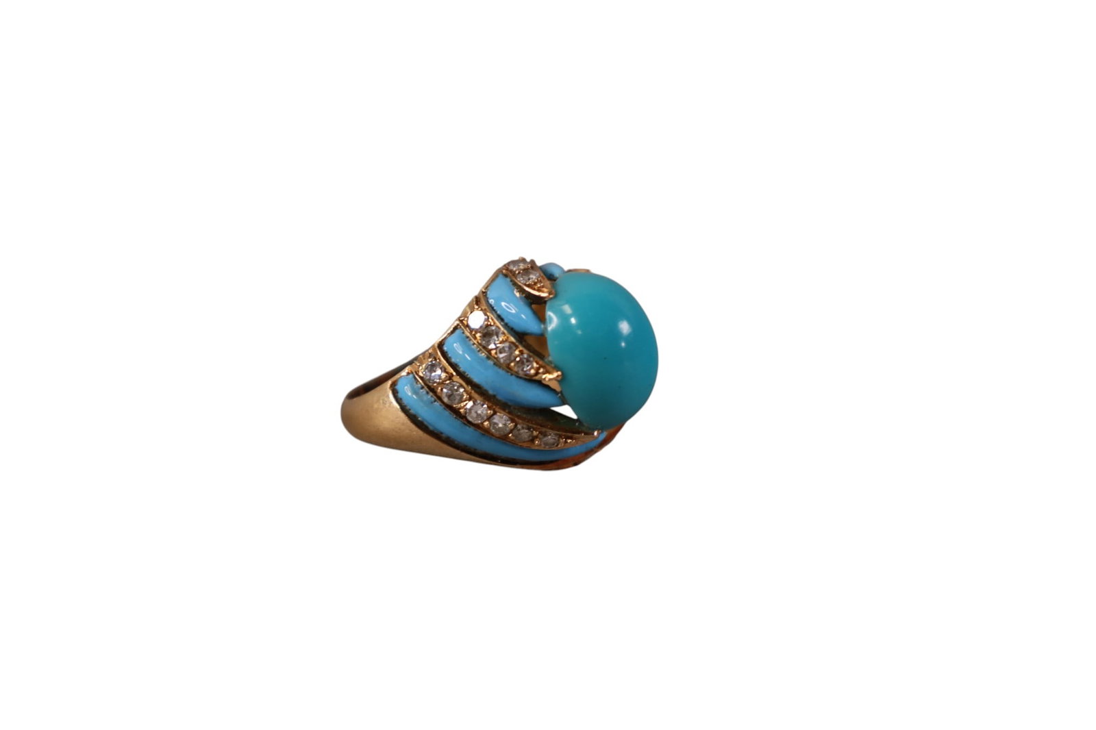14K GOLD & TURQUOISE RING: 14K GOLD, & TURQUOISE RING, APPROX 5 GRAMS, SIZE 5.5.